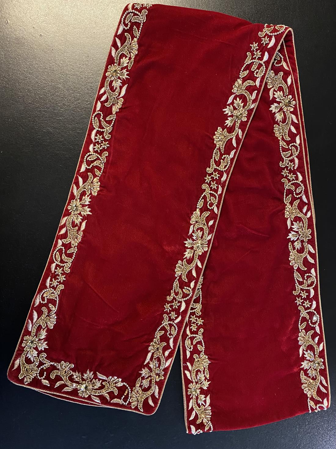 Maroon & Gold Embroidered Velvet Mens Shawls