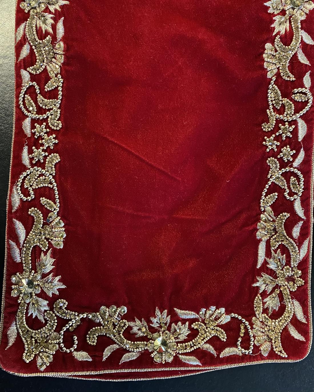 Maroon & Gold Embroidered Velvet Mens Shawls