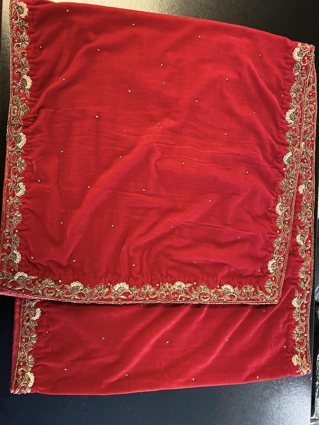 RED & Gold Embroidered Velvet Mens Shawls