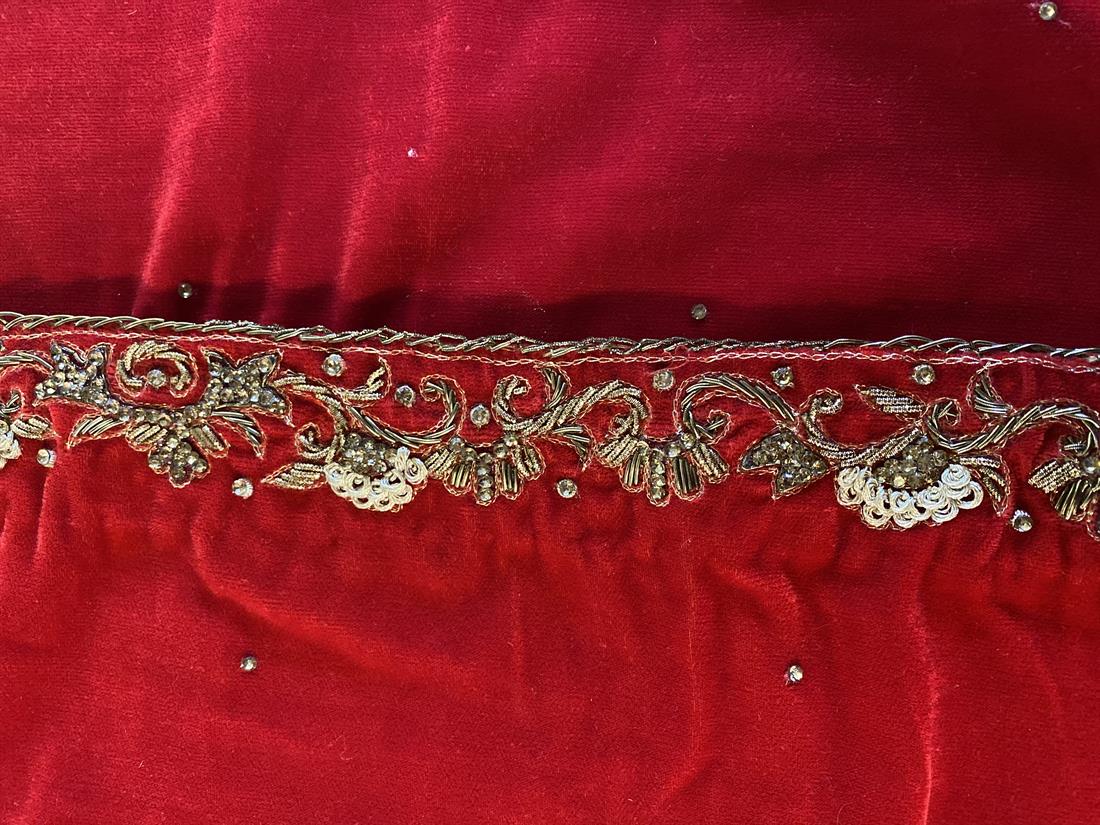 RED & Gold Embroidered Velvet Mens Shawls