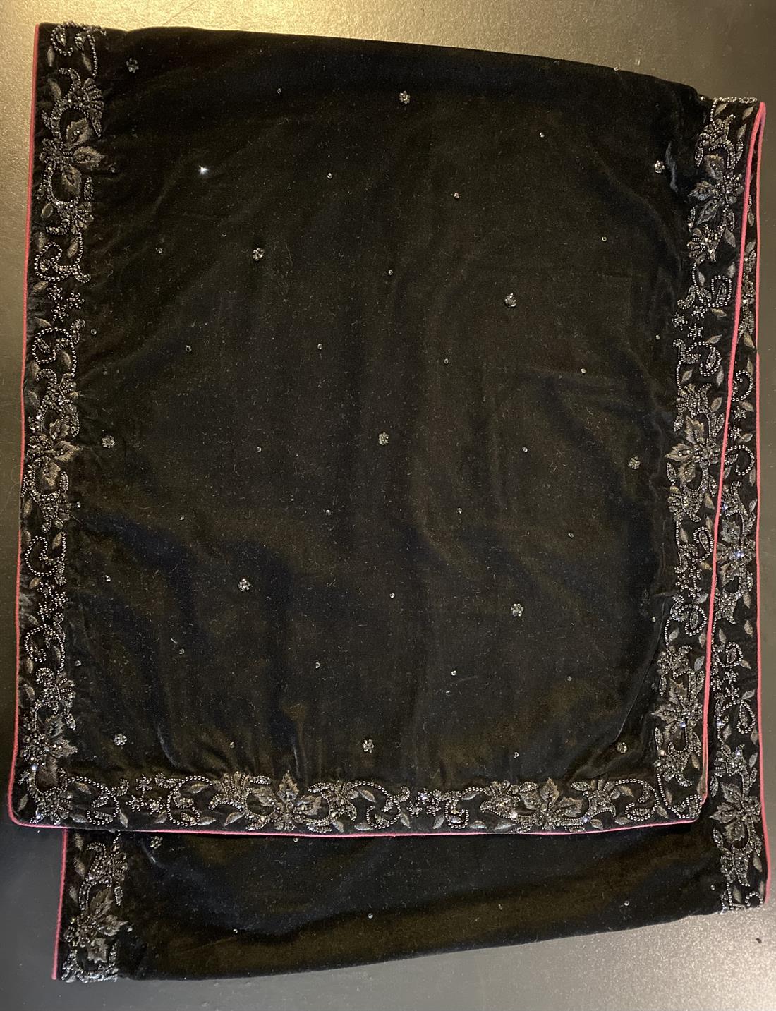 Black Embroidered Velvet Mens Shawls