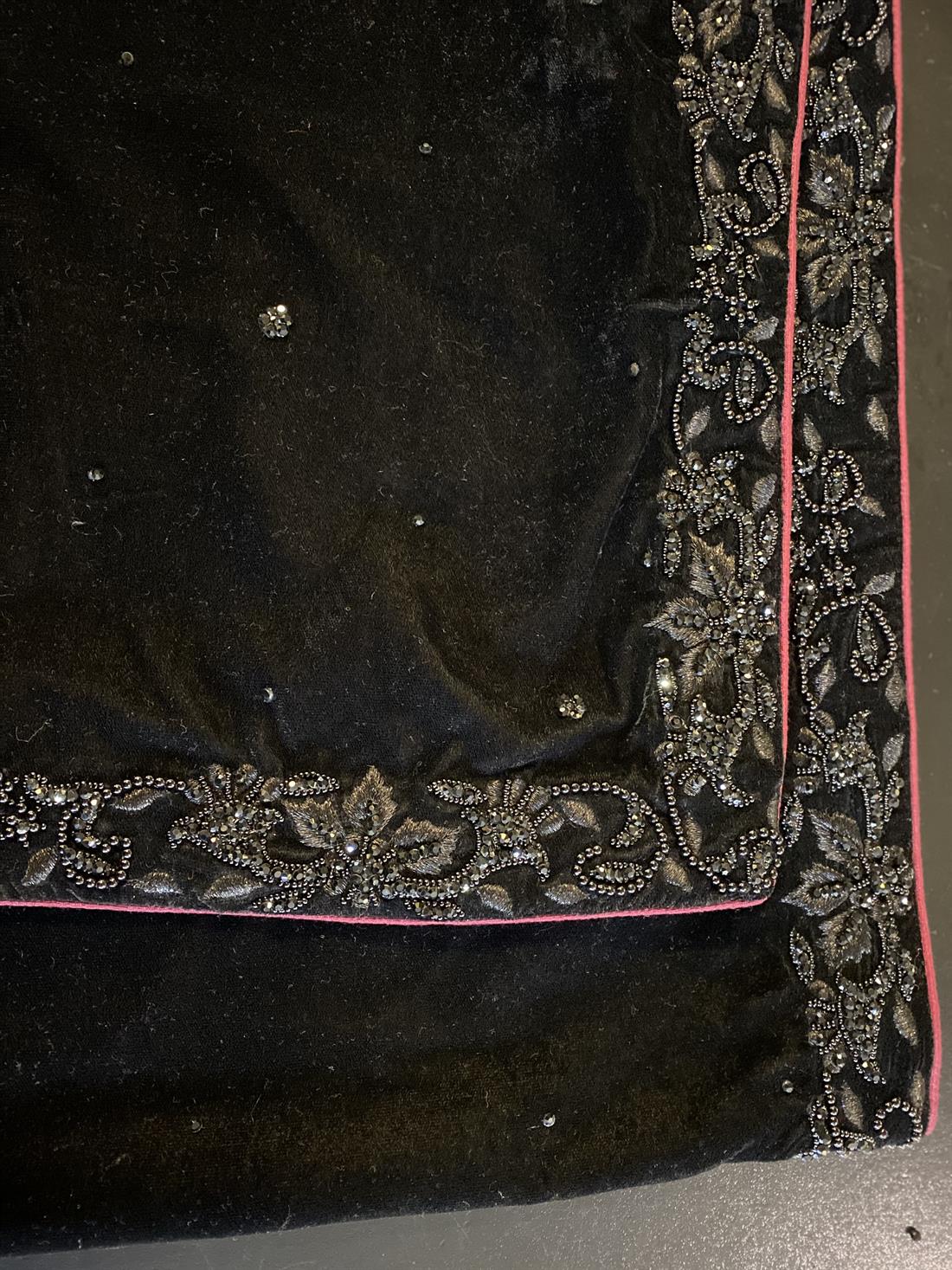 Black Embroidered Velvet Mens Shawls