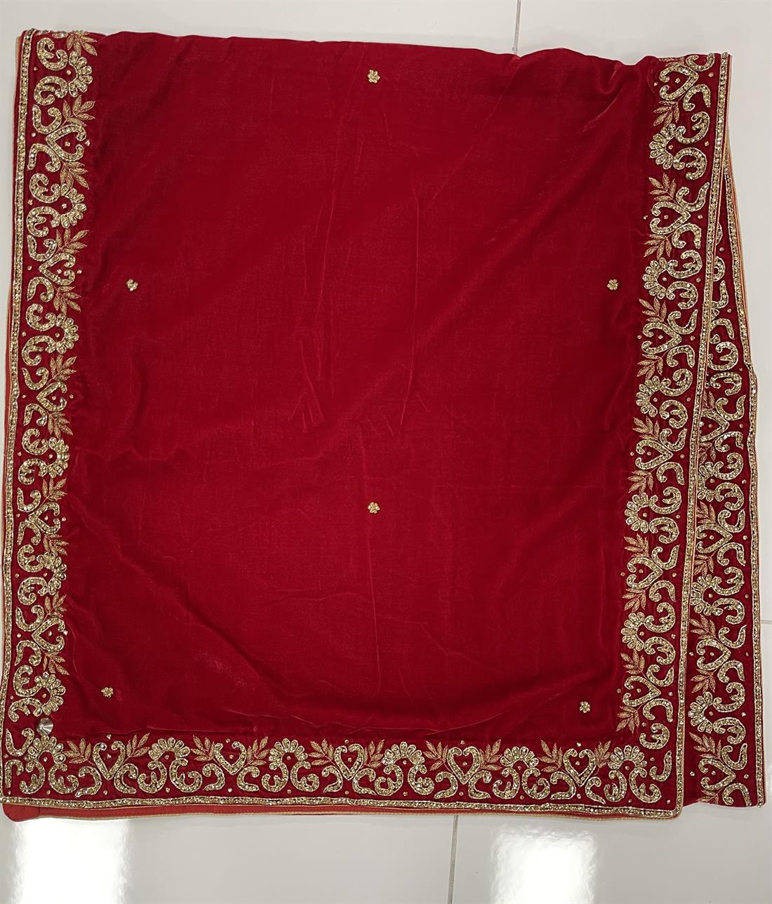 RED & Gold Stone Work Shawl