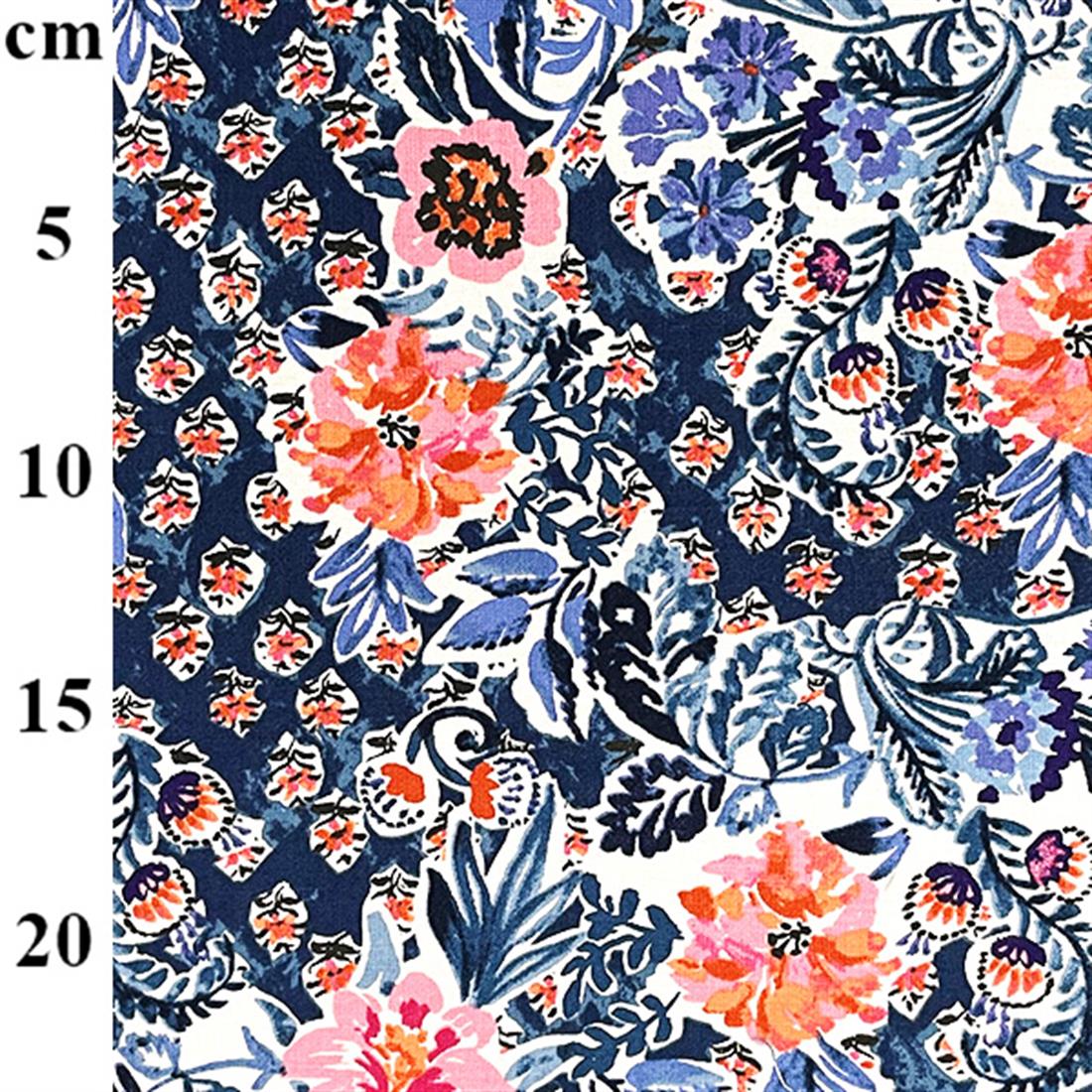 Navy Printed Cotton John Louden