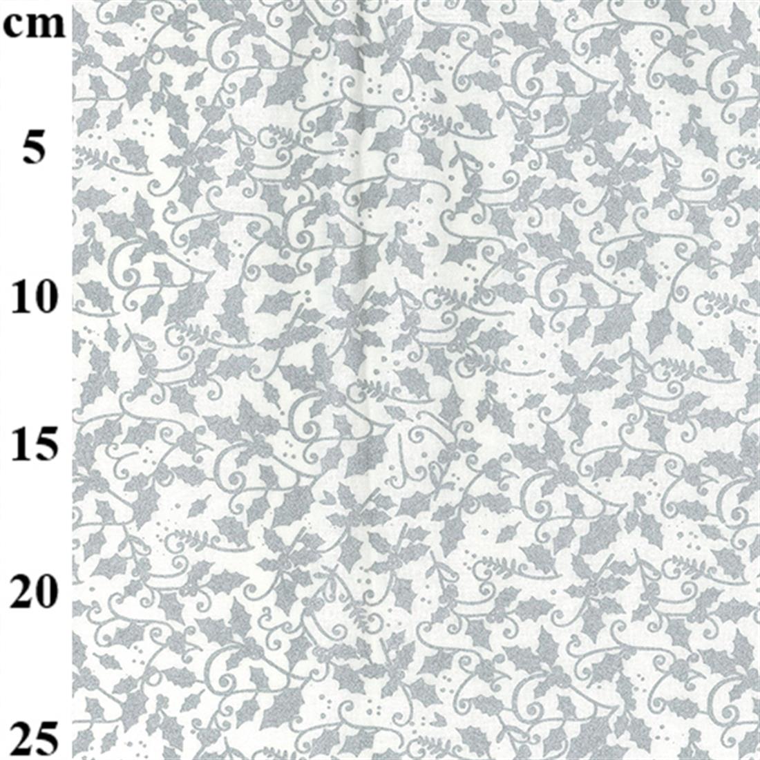 White & Silver Printed Cotton Christmas