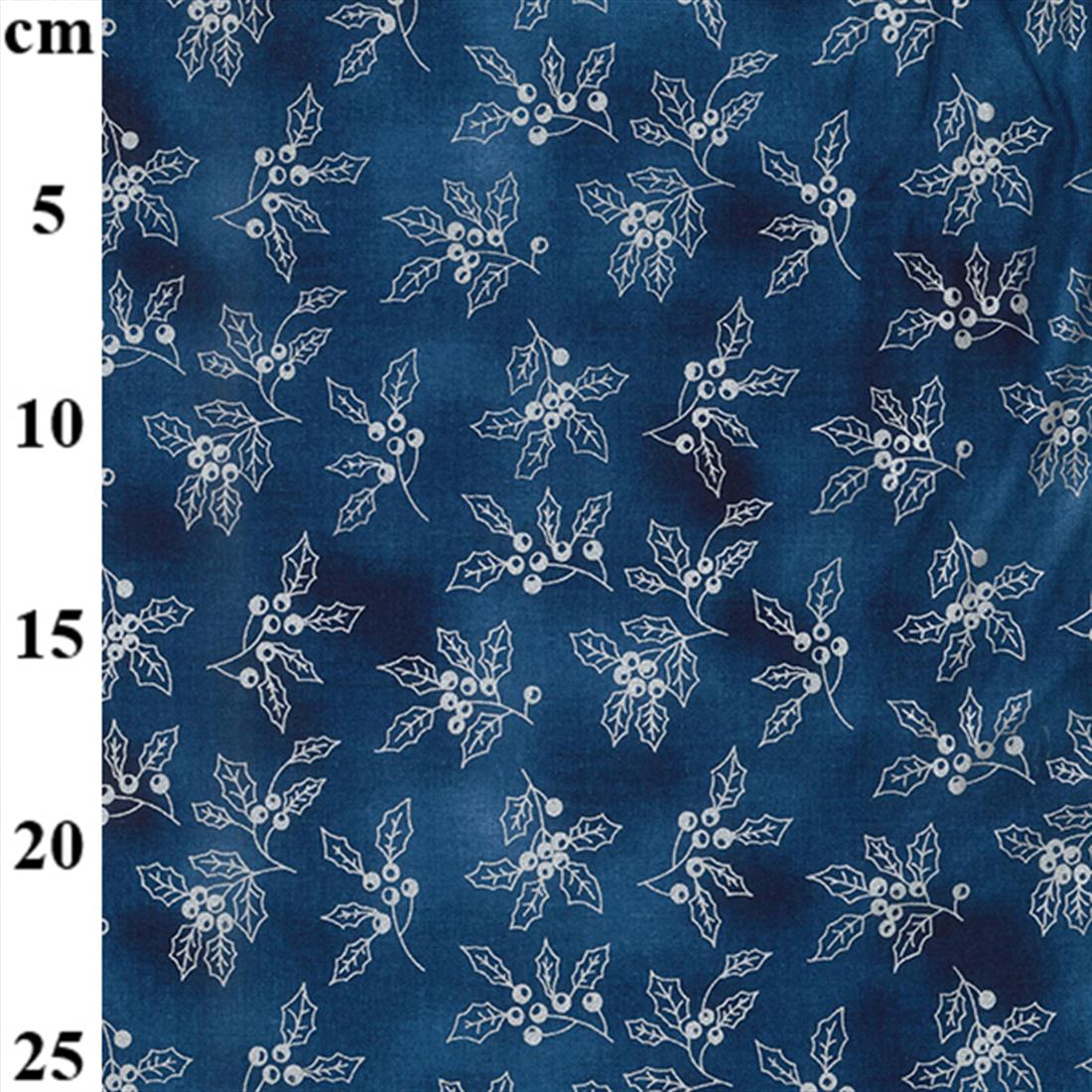 Navy Xmas Printed Craft Cotton Poplin Fabric Dressmaking Quilting
