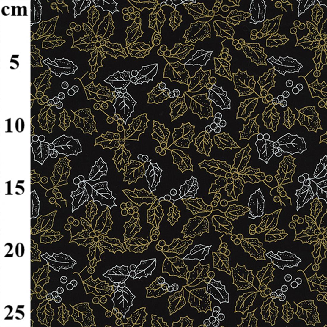 Black Xmas Printed Craft Cotton Poplin Fabric Dressmaking Quilting