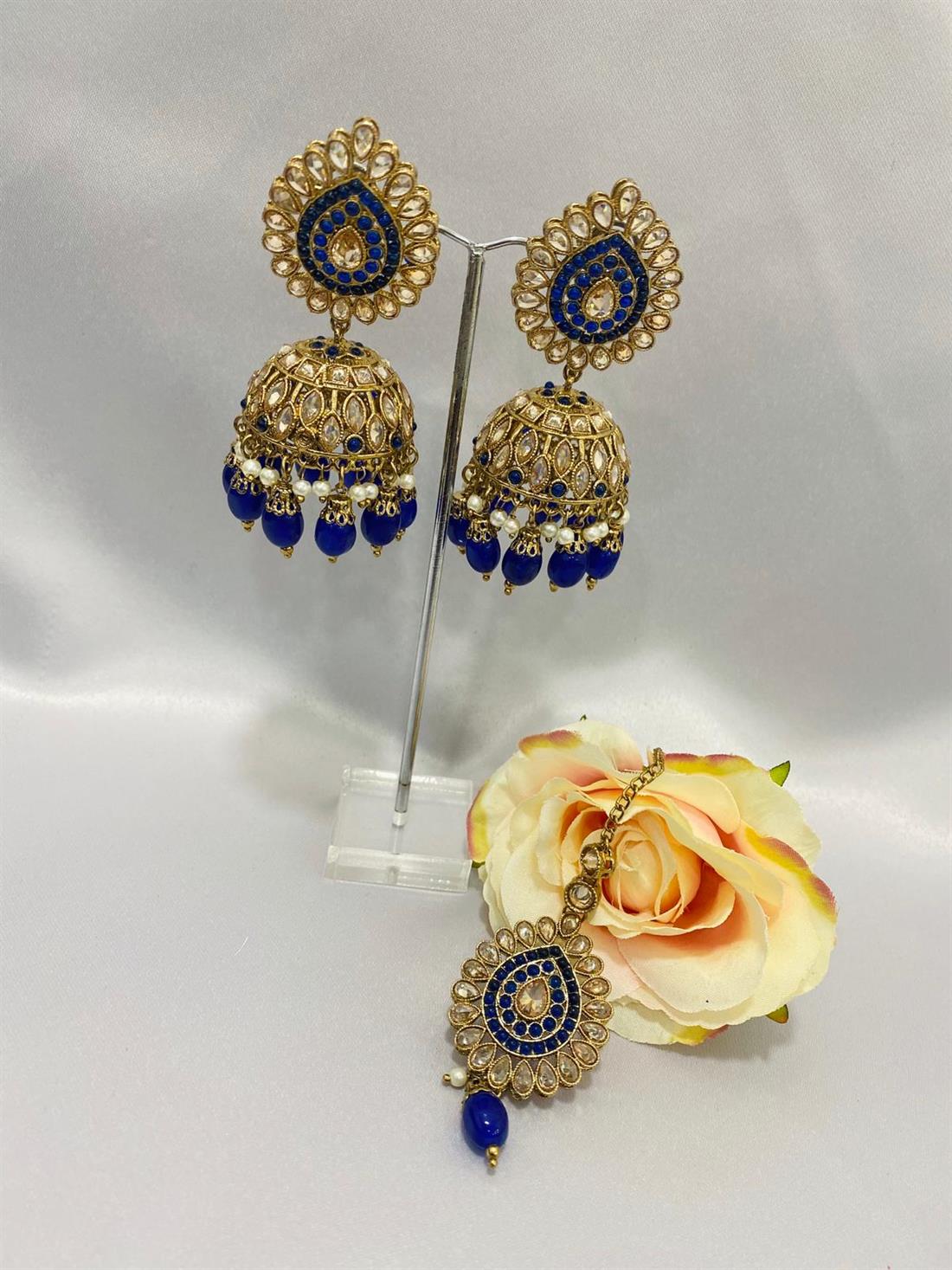 Royal Blue Beaded Earrings