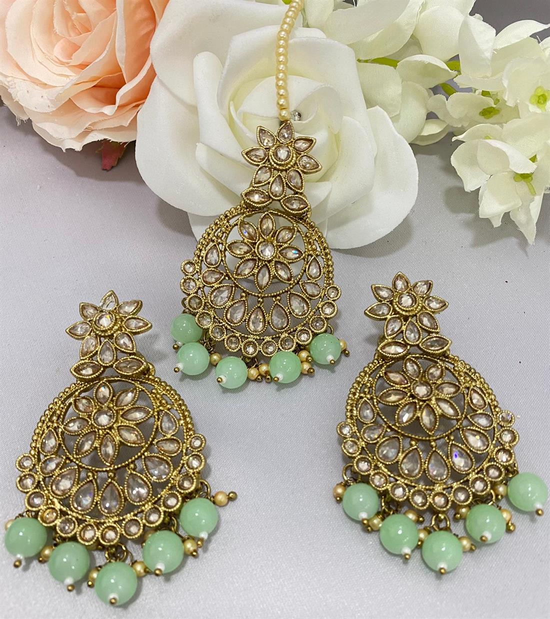 Gold & Mint Earrings
