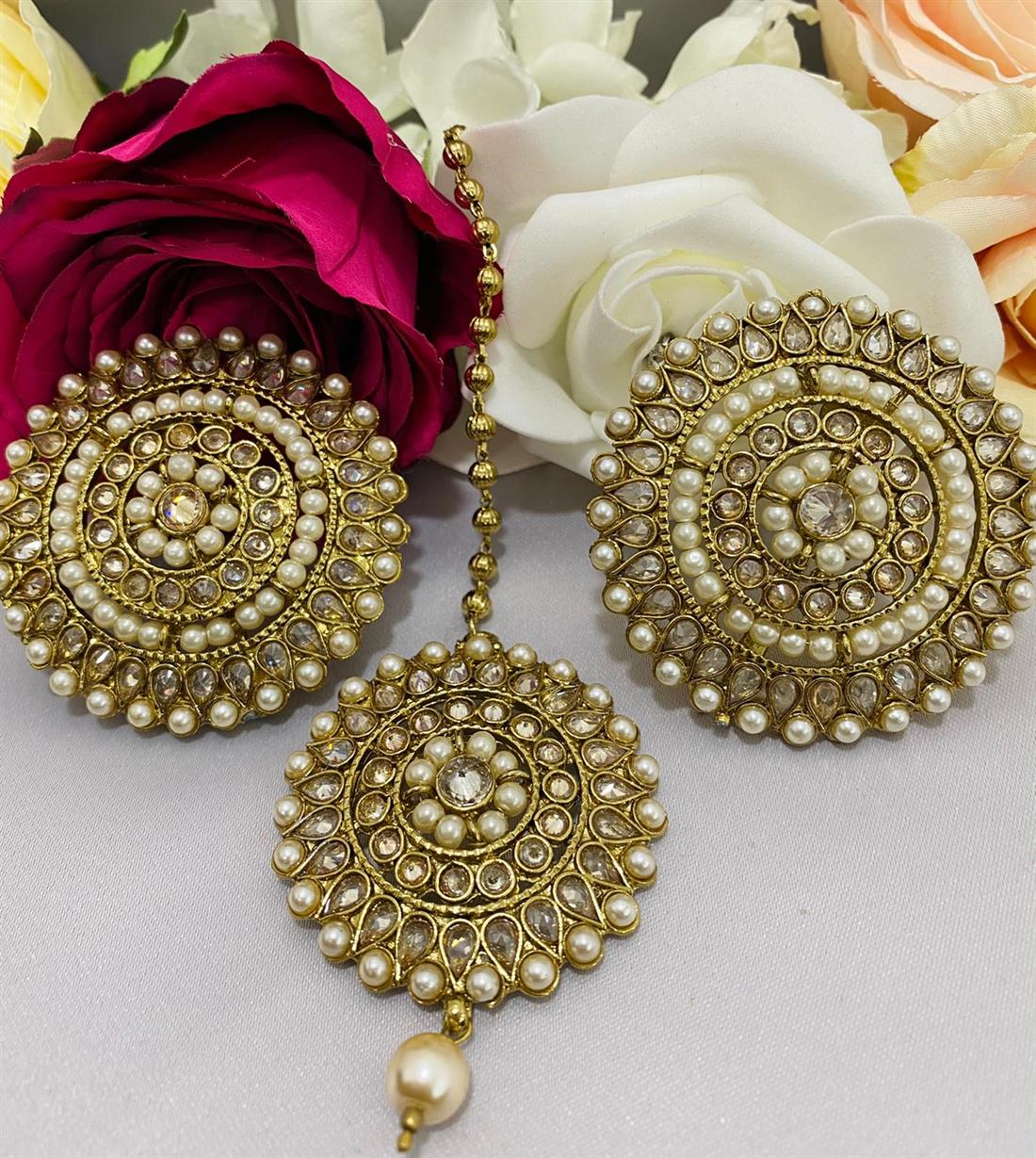 Gold & Cream Earrings