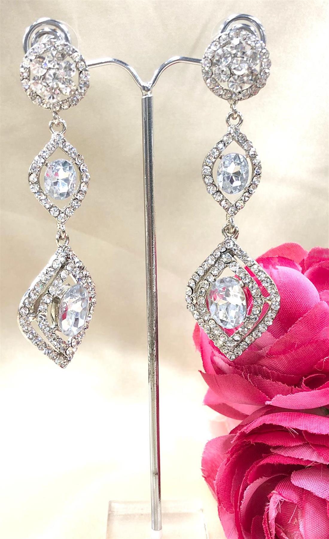 Silver Crystal Diamonte Earrings