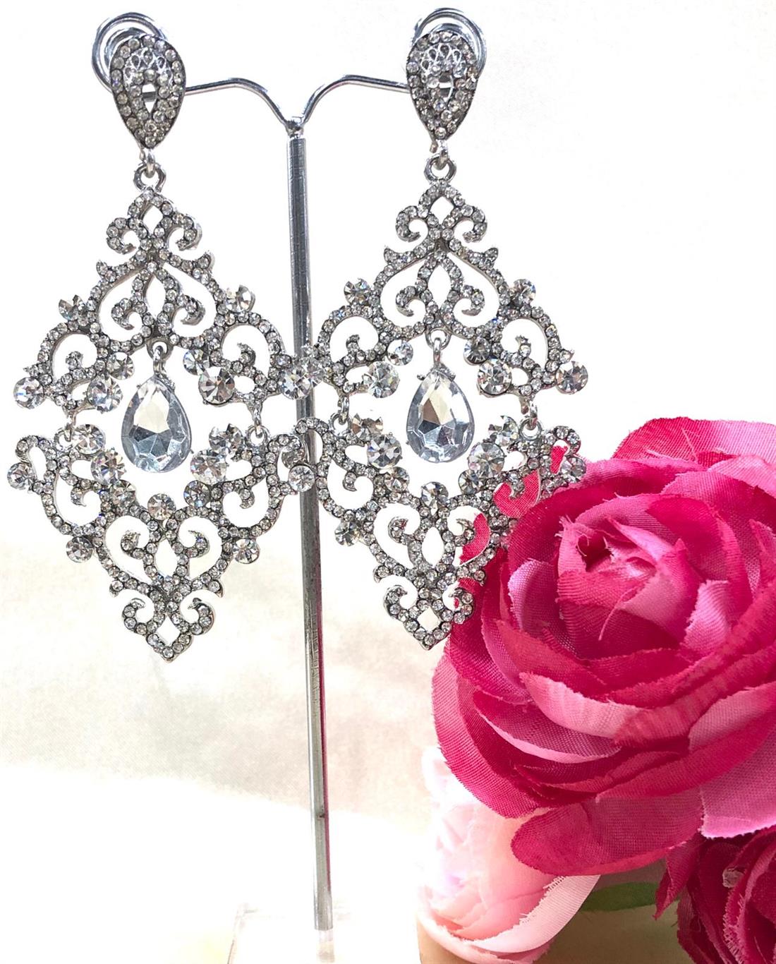 Silver Crystal Diamonte Earrings