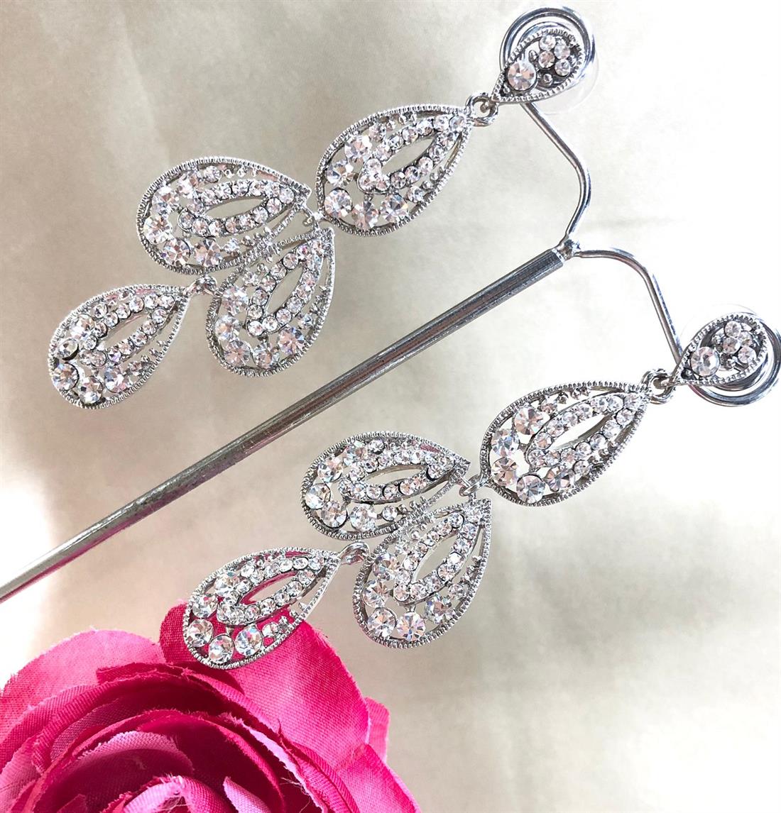 Silver Crystal Diamonte Earrings
