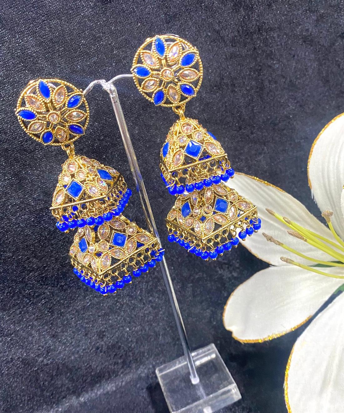 Royal Blue & Gold Earrings