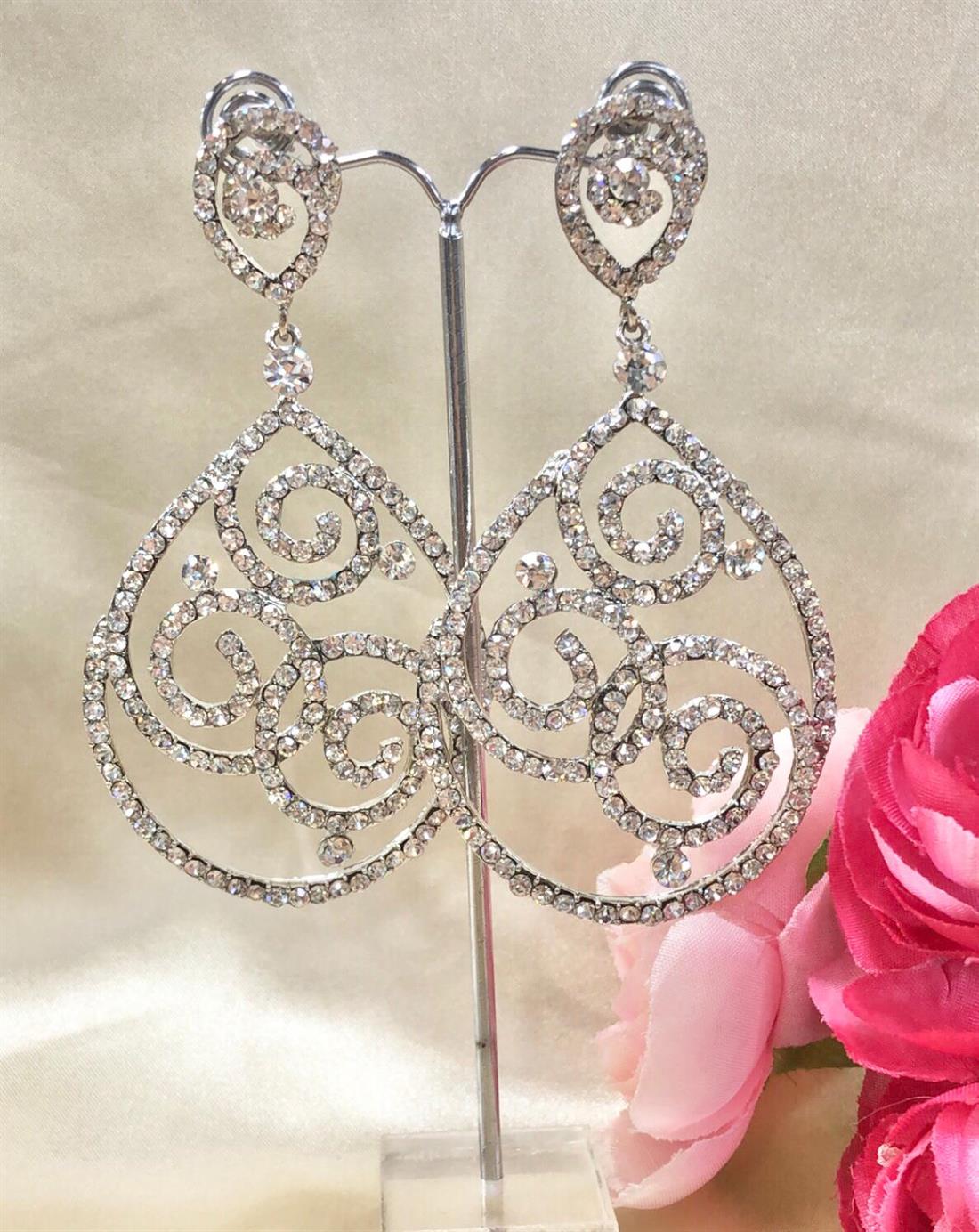 Silver Crystal Diamonte Earrings