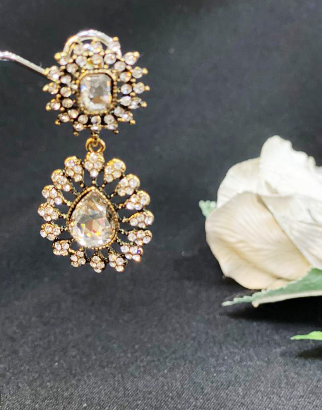 CRY & GO Silver/Gold Crystal Diamonte Earrings