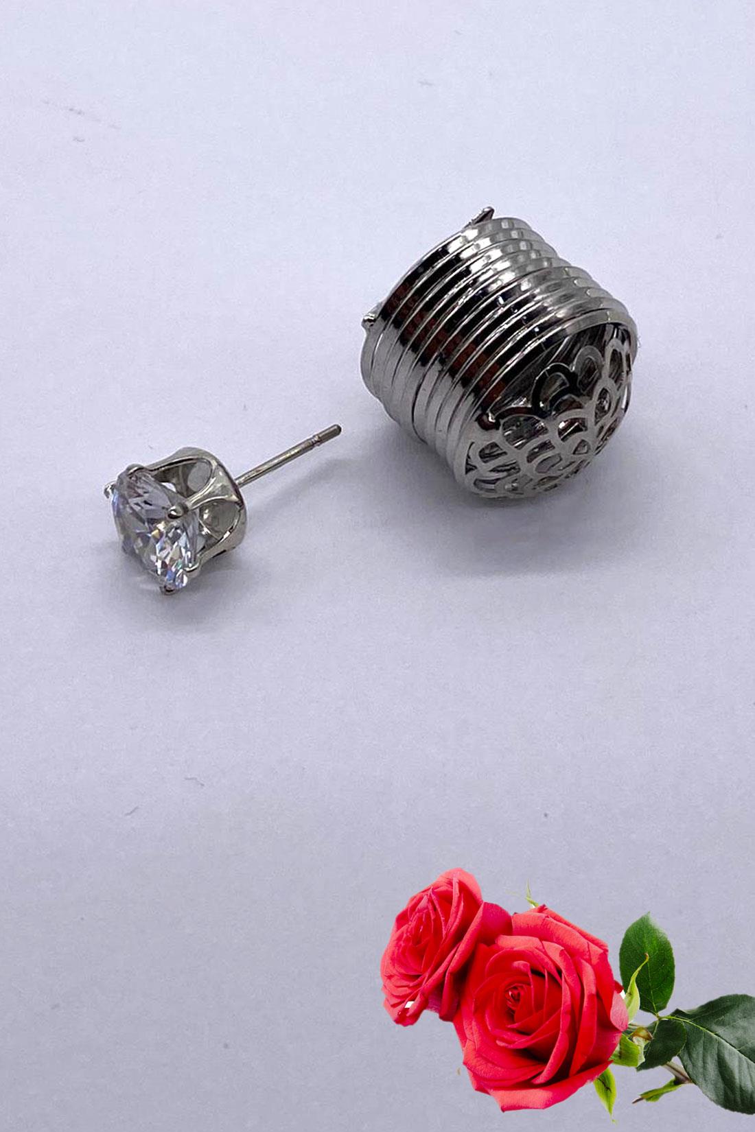 Silver Reversible Stud Earrings.