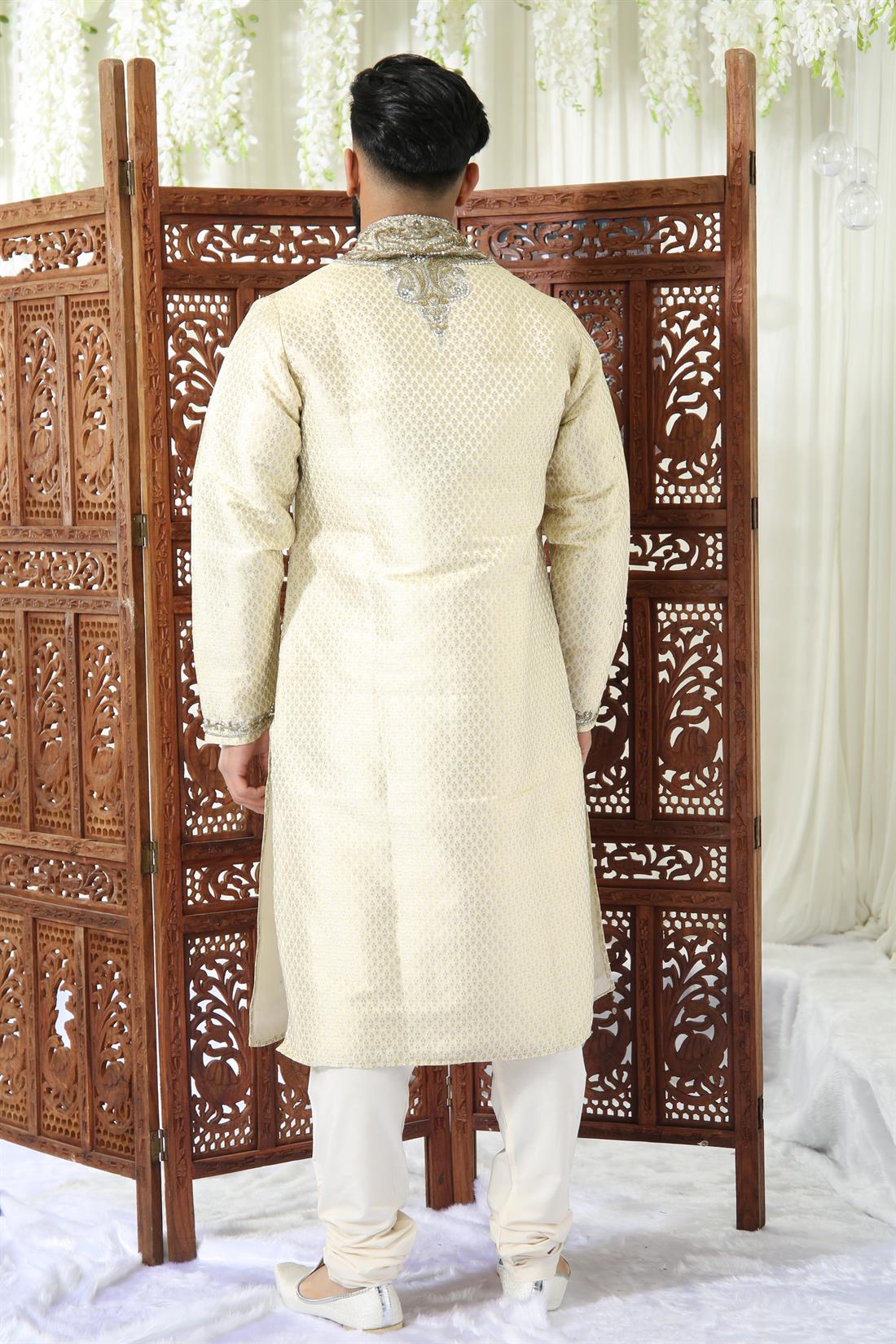 Gold Embroidered Mens Kurta Pajama