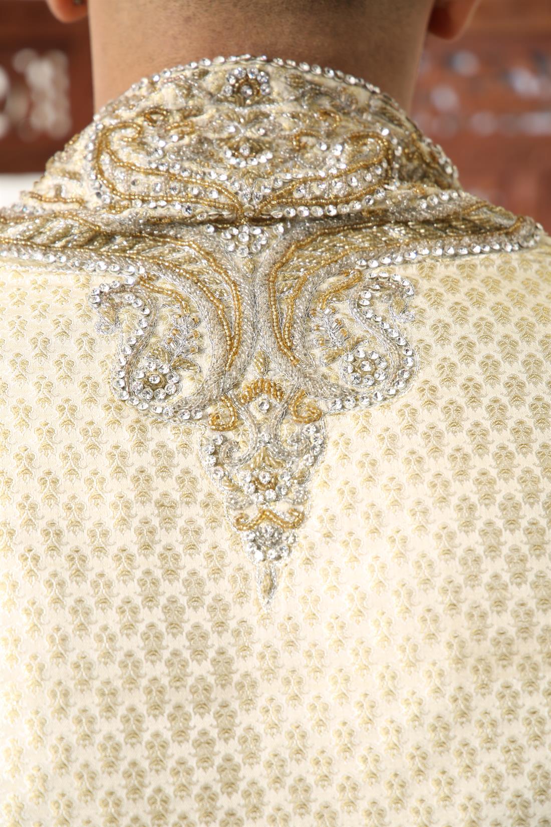Gold Embroidered Mens Kurta Pajama