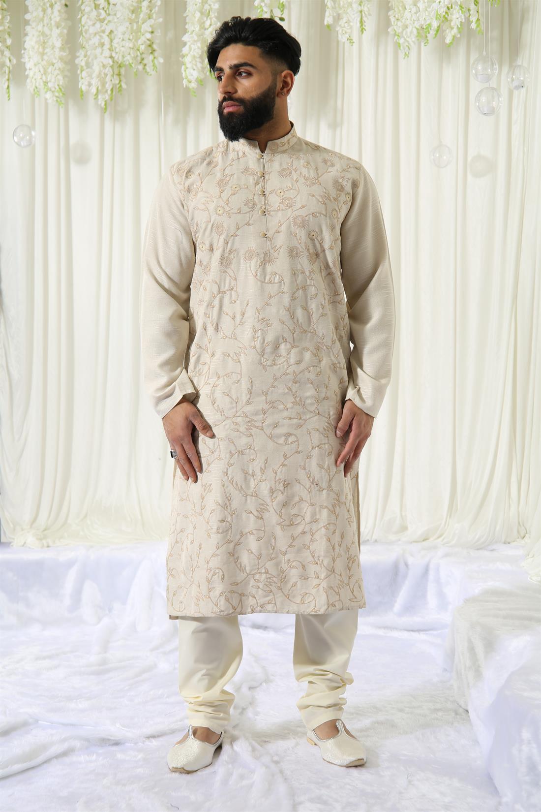 Stone Embroidered Mens Kurta Pajama