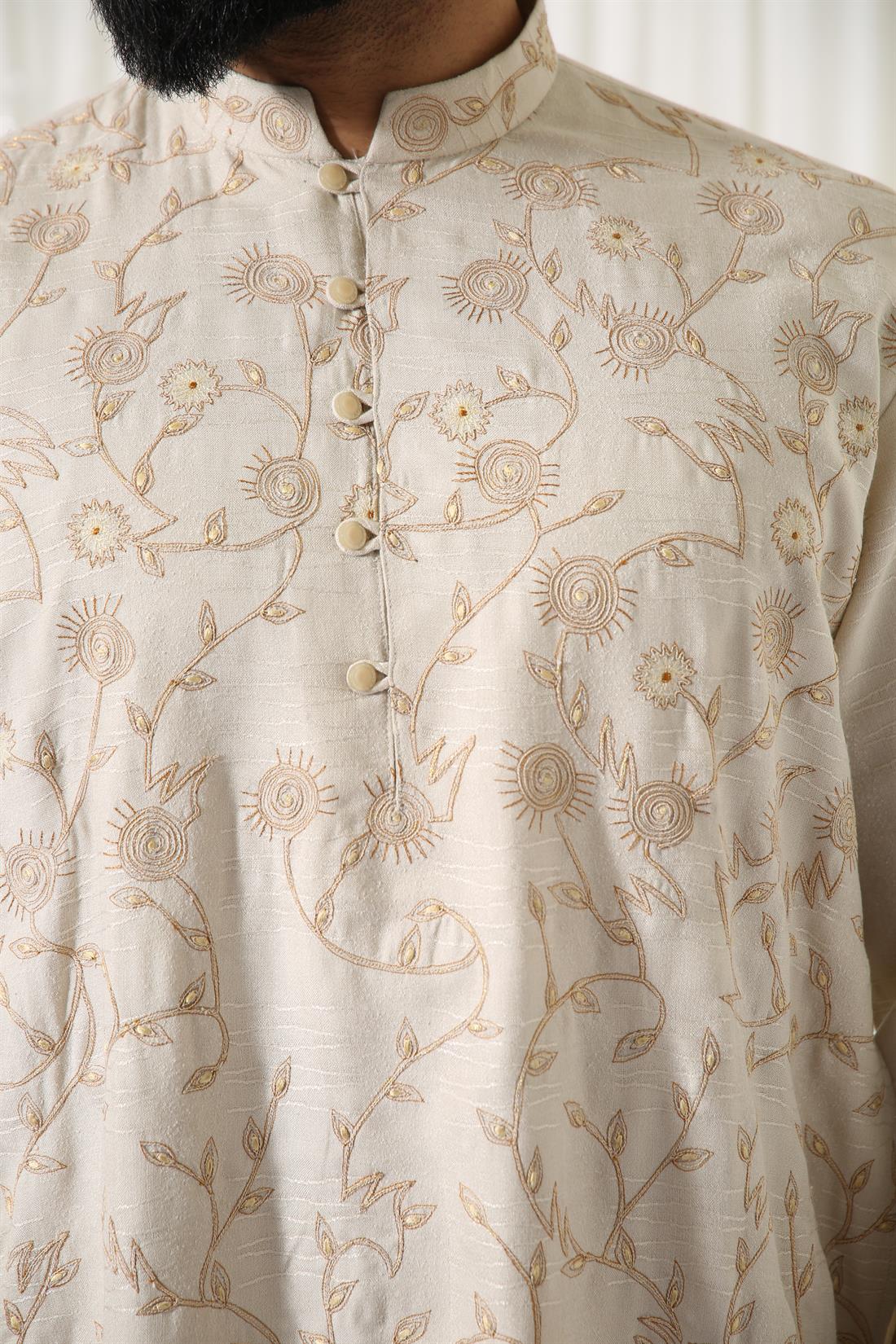 Stone Embroidered Mens Kurta Pajama