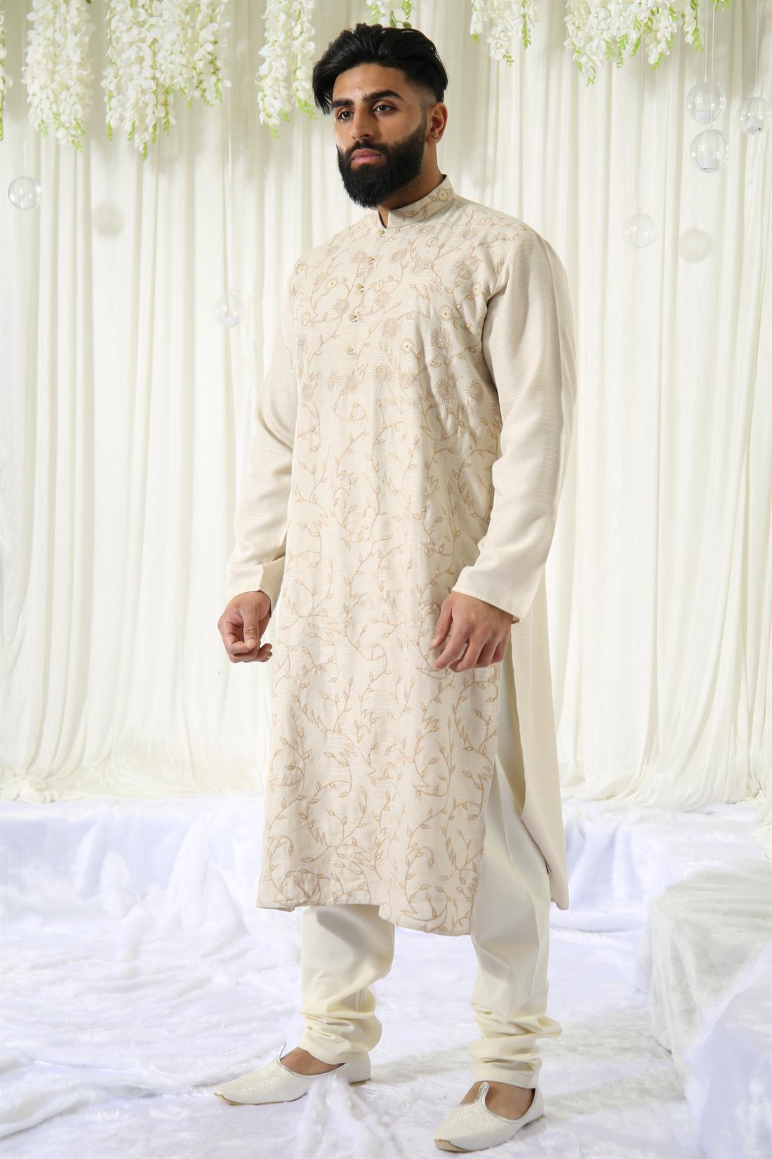 Stone Embroidered Mens Kurta Pajama