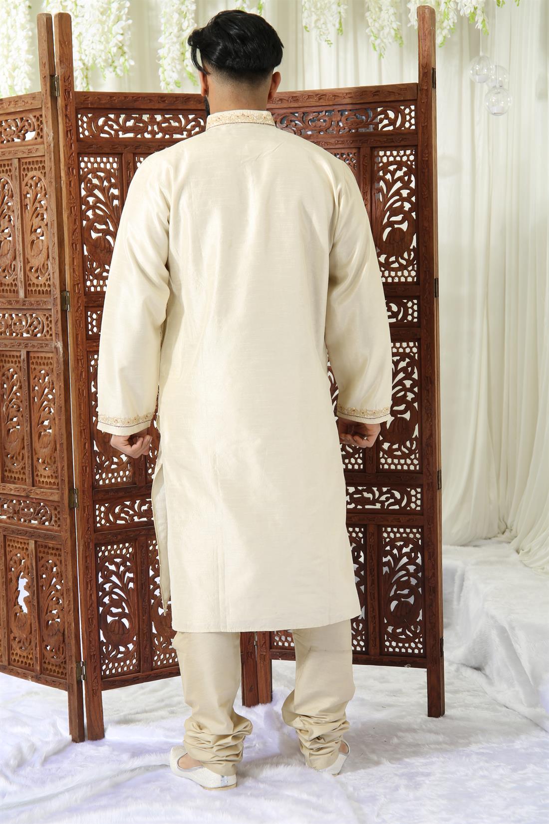 Gold Embroidered Mens Kurta Pajama