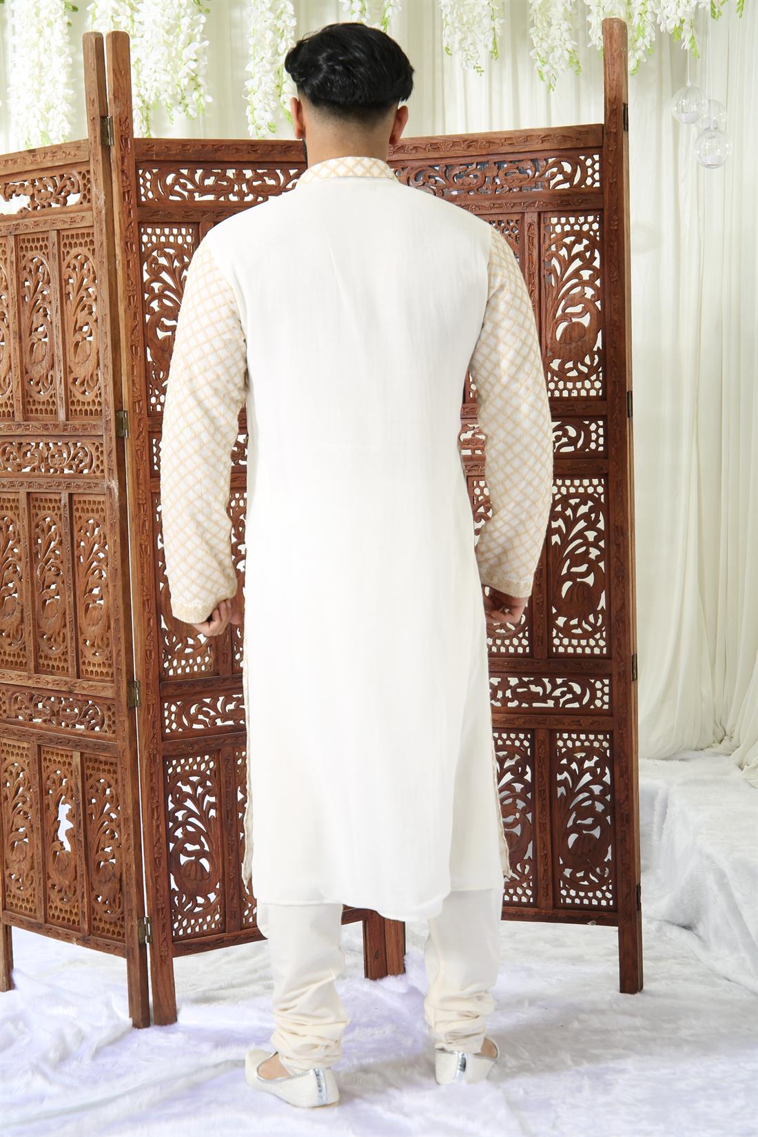 Cream & Gold and Lakhnoyee Kurta with Matching Shalwar.