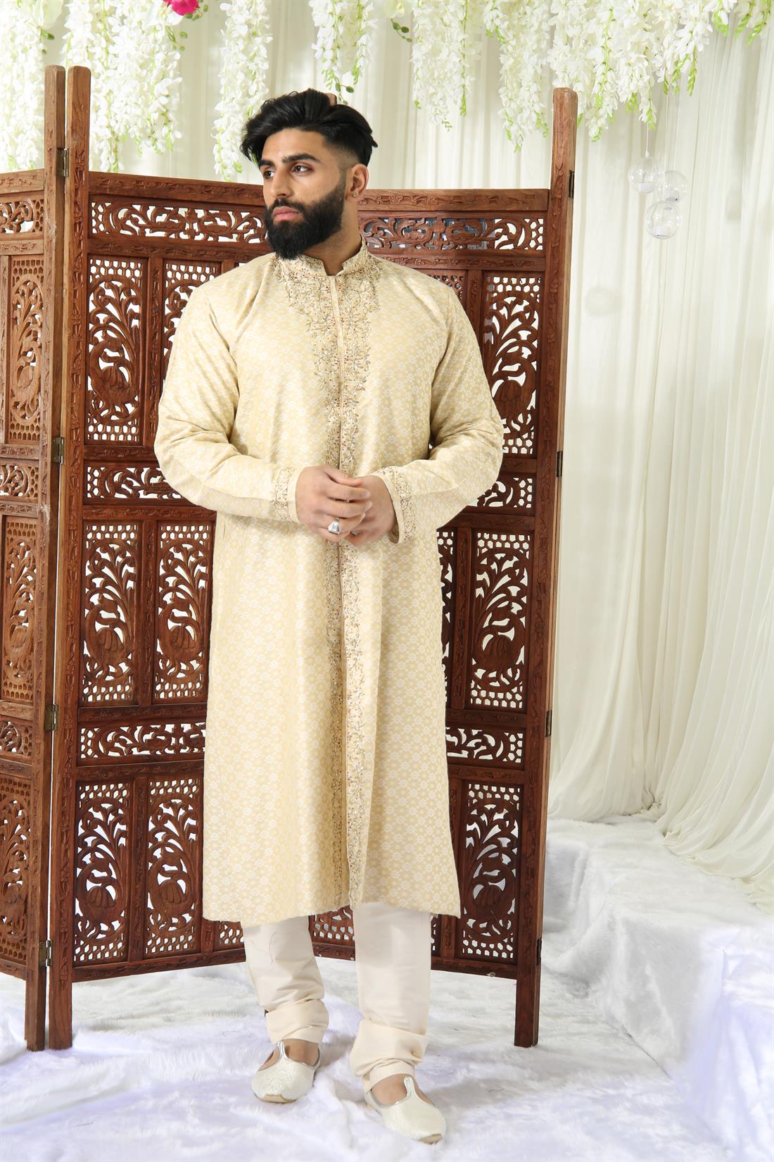 Gold Kurta in Brocade with Embroidery.