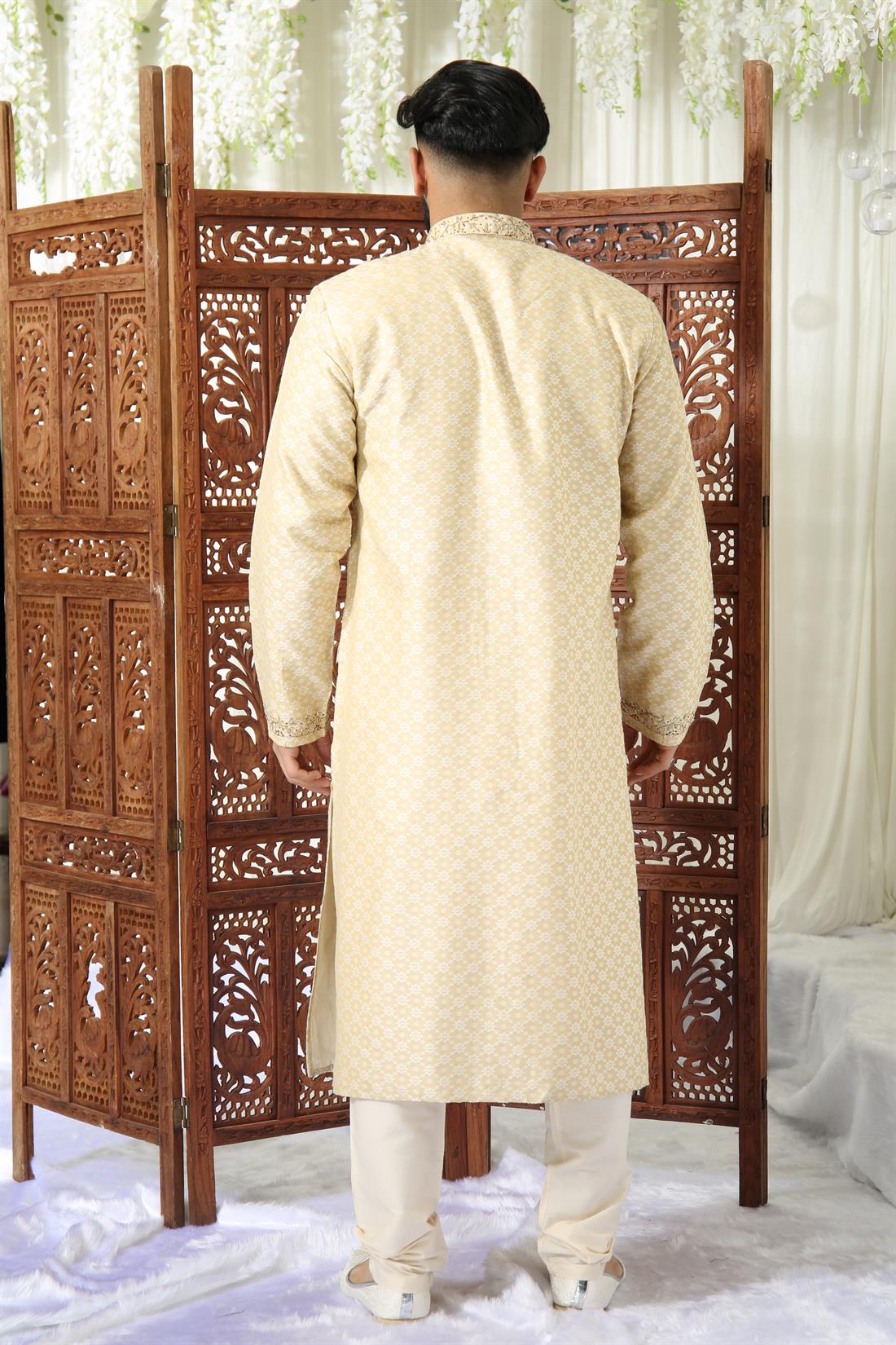 Gold Kurta in Brocade with Embroidery.