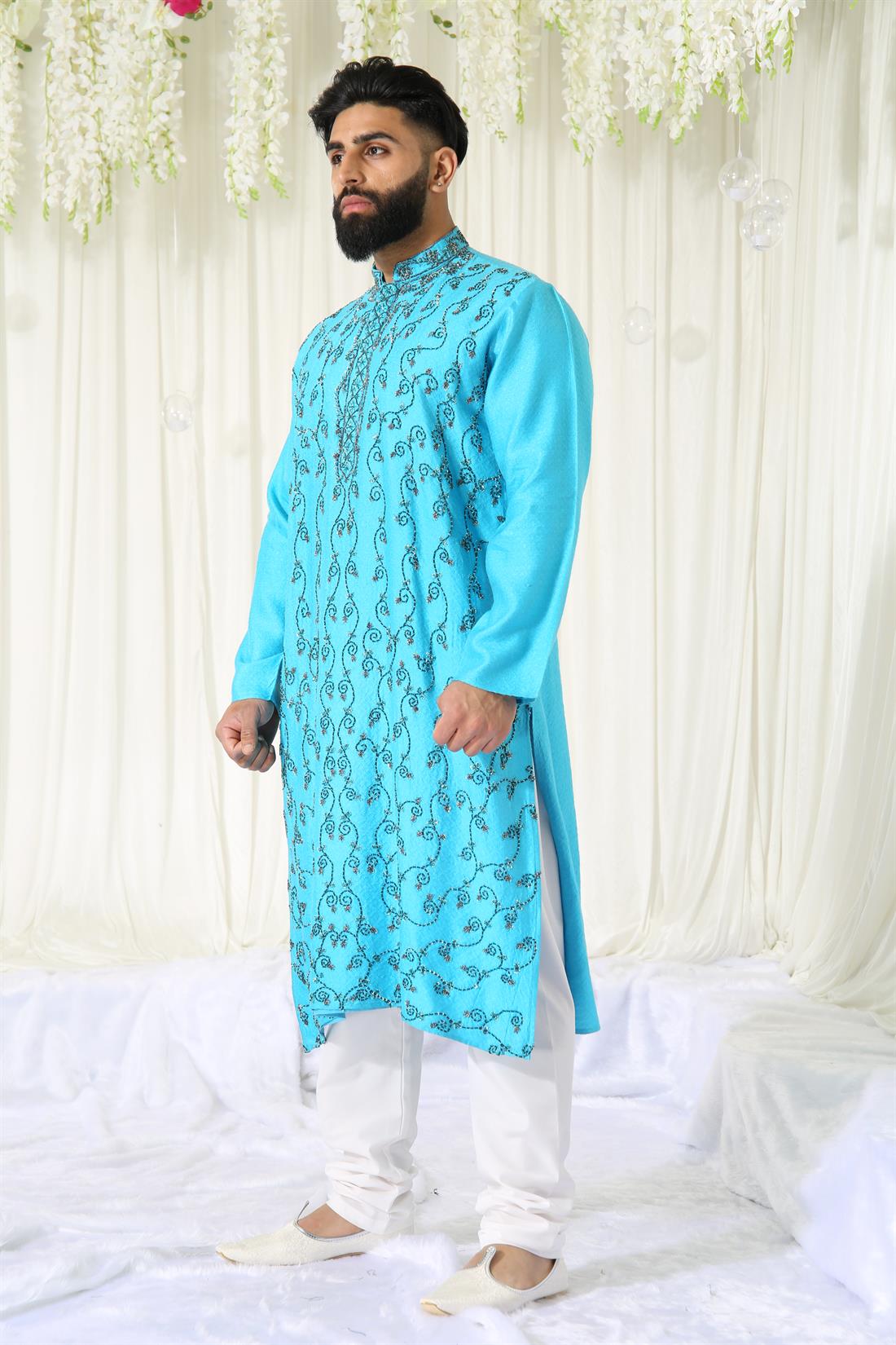 Sky Blue Mens Kurta Pajama