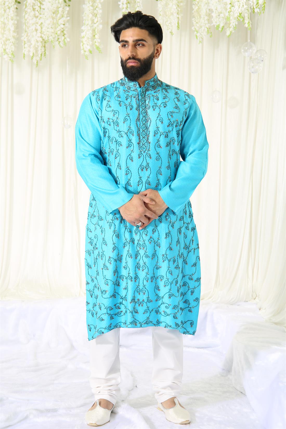 Sky Blue Mens Kurta Pajama