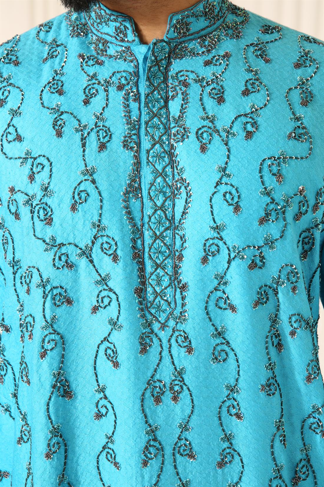 Sky Blue Mens Kurta Pajama