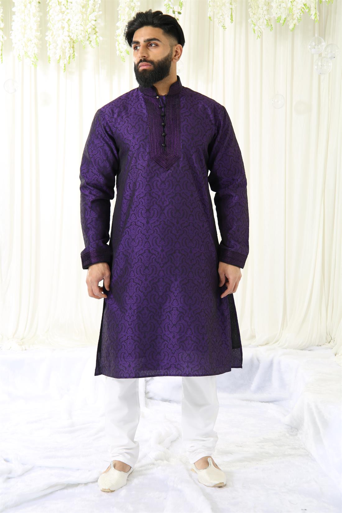 Purple Mens Kurta Pajama