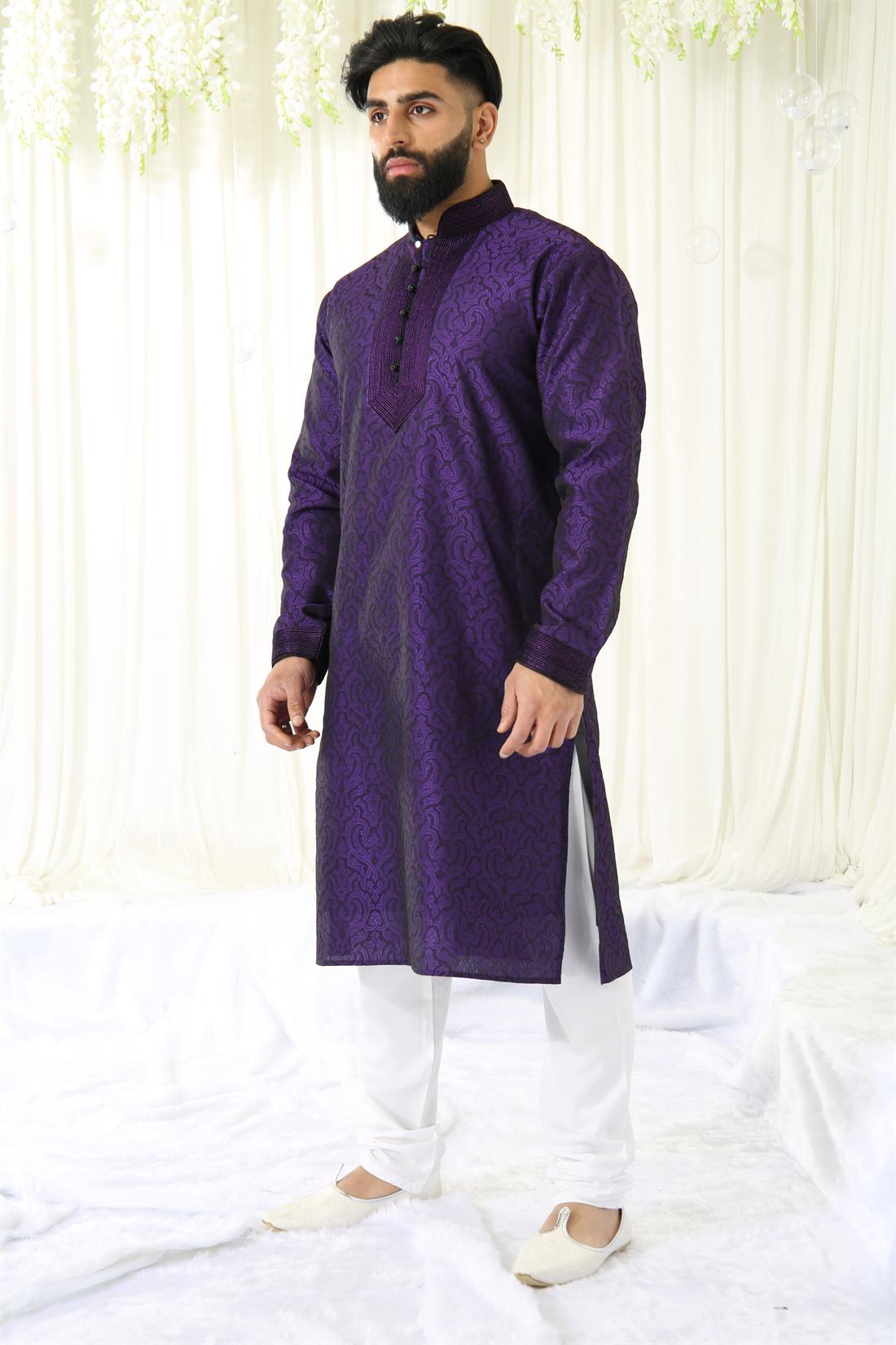 Purple Mens Kurta Pajama