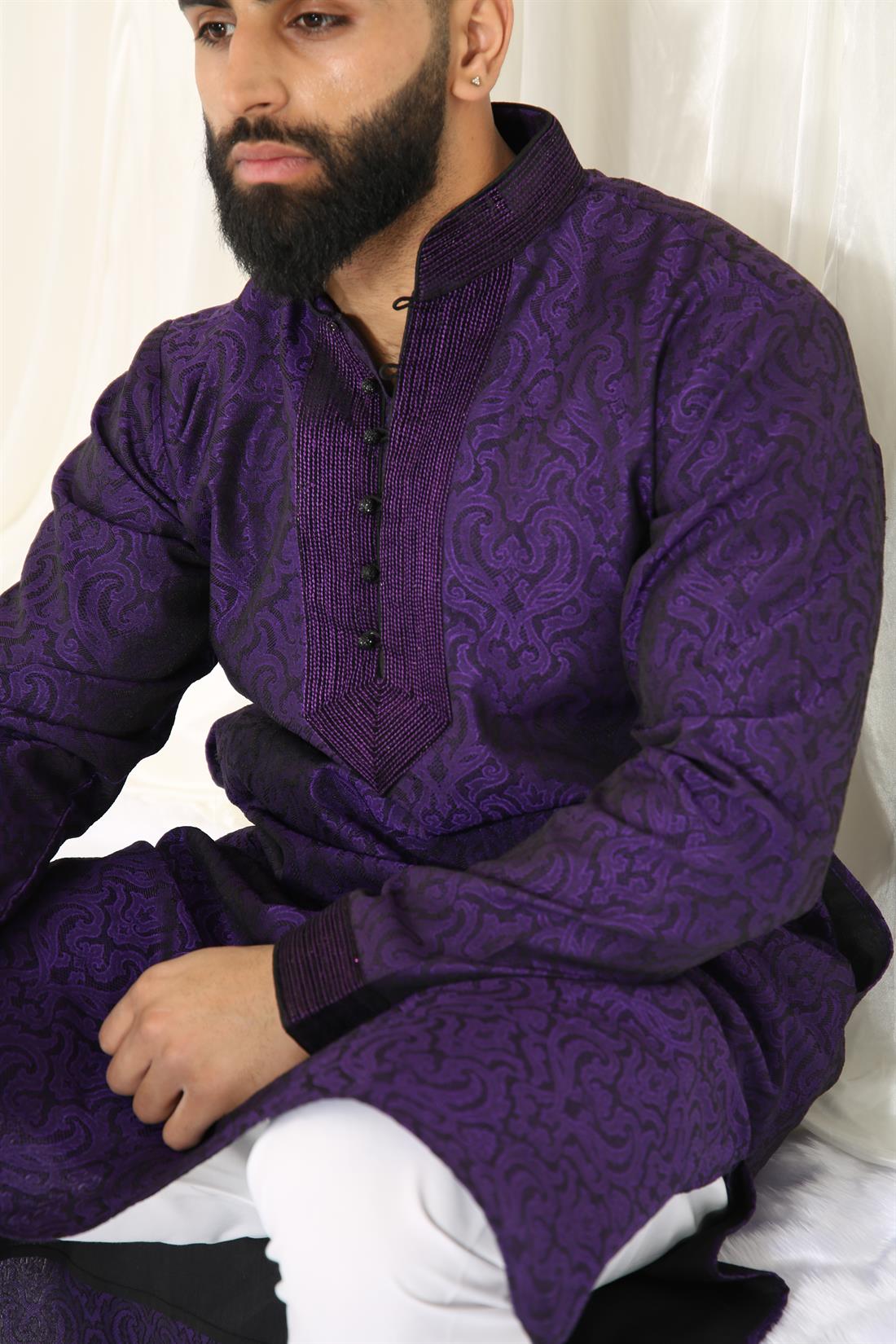 Purple Mens Kurta Pajama