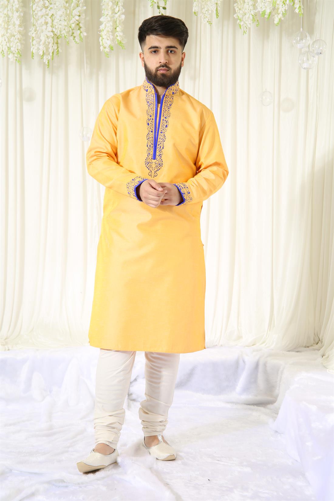 Yellow Mens Kurta Pajama