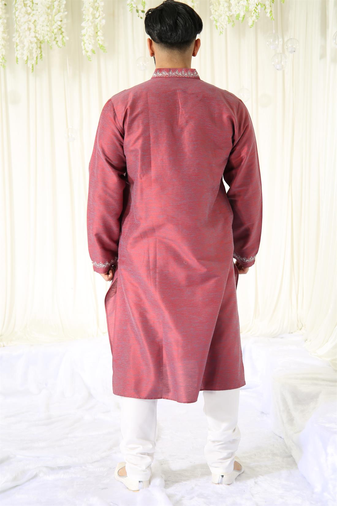 Majenta Kurta in with Silver Embroidery.