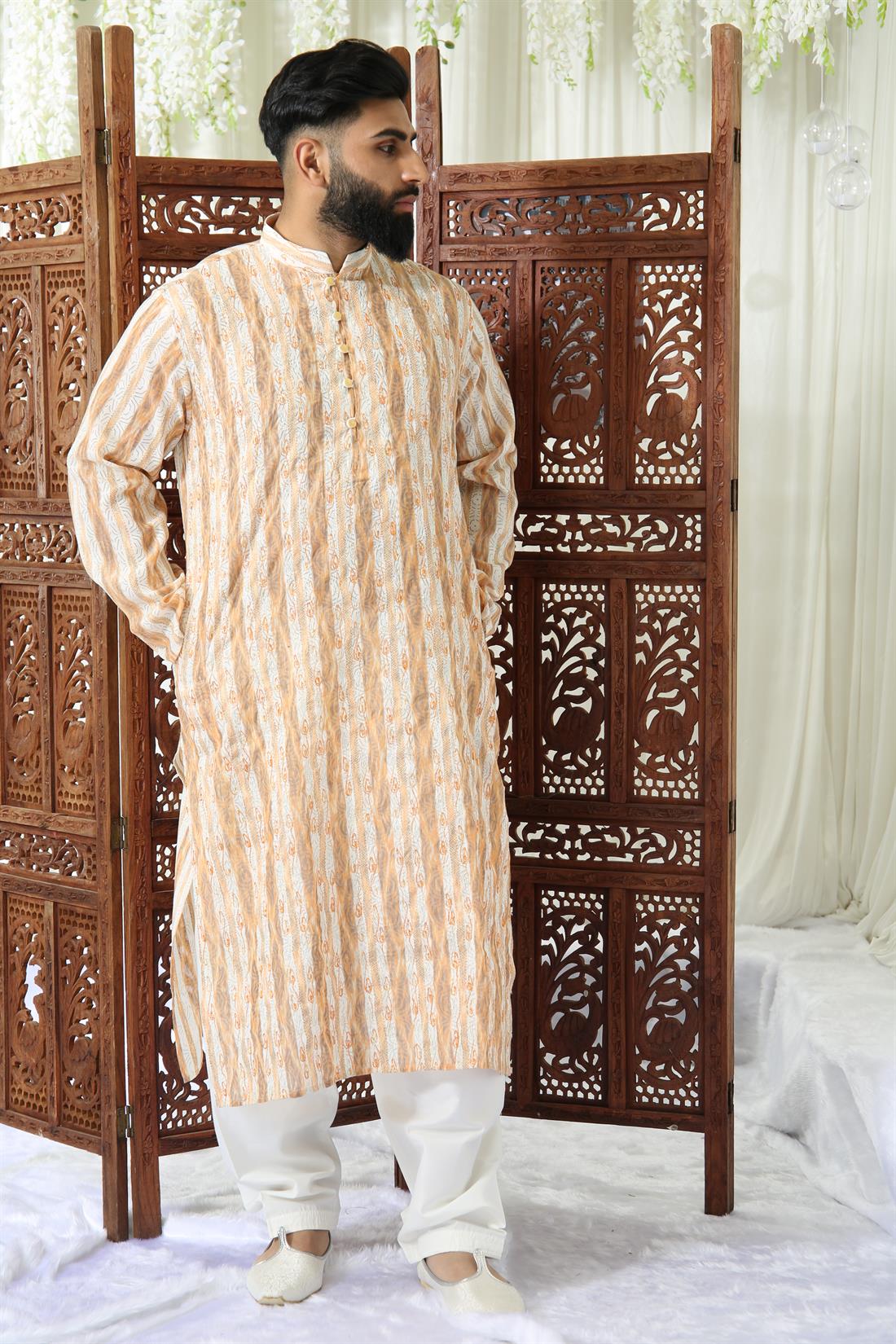 Multicolour Coloured Muticolour Kurta with Off White Shalwar.