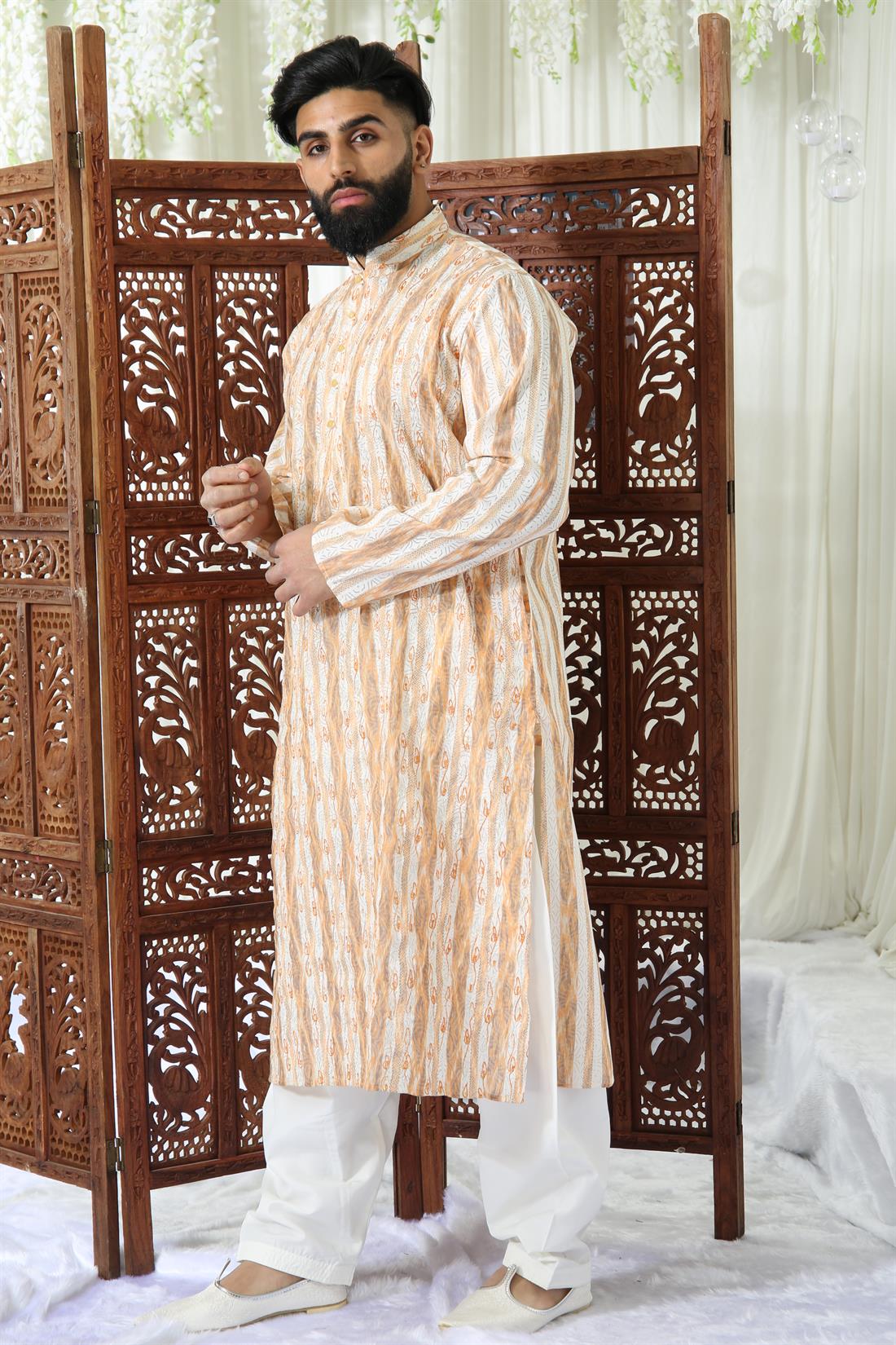 Multicolour Coloured Muticolour Kurta with Off White Shalwar.