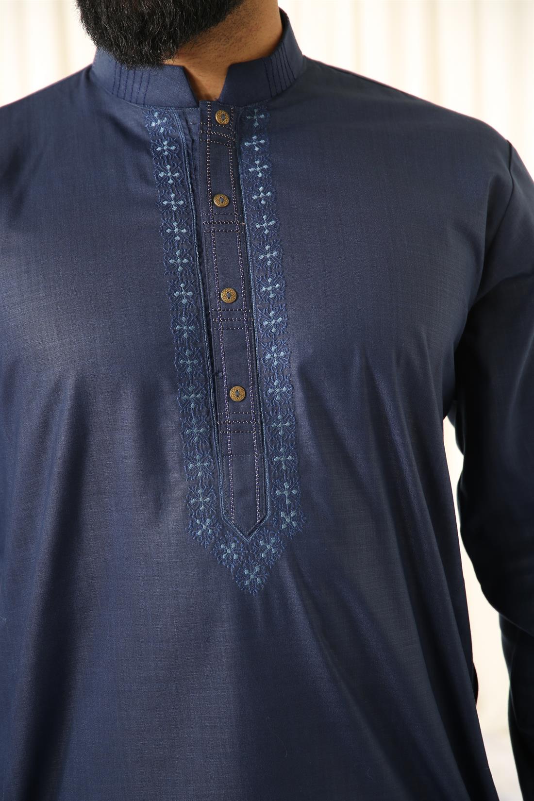 Navy Embroidered Mens Shalwar Kameez