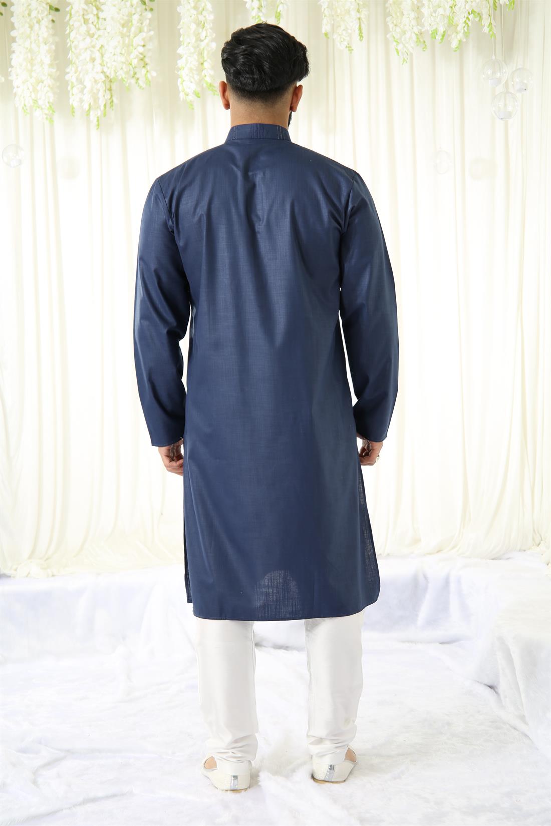 Navy Embroidered Mens Shalwar Kameez