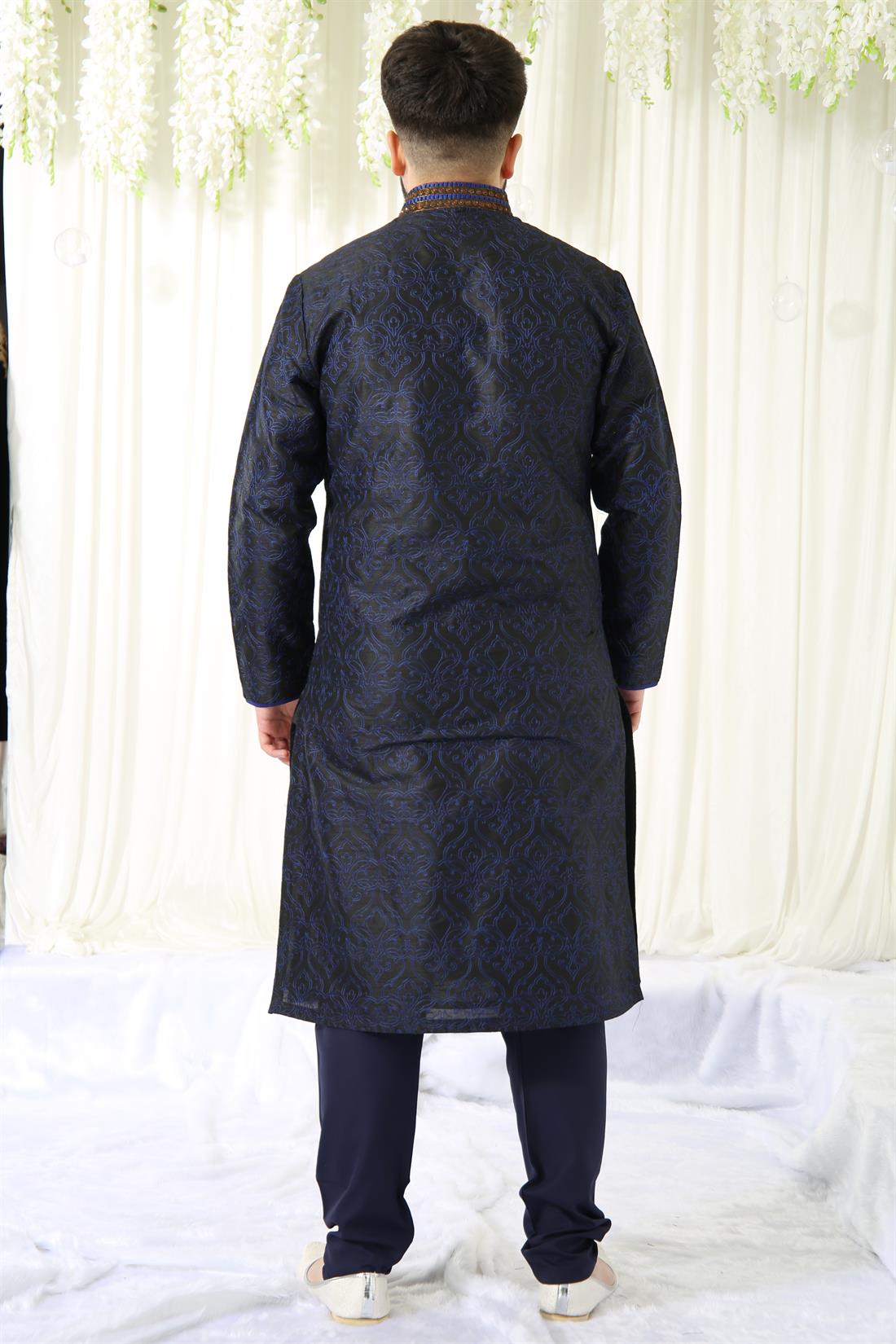 Black & Blue Kurta with and Antique Embroidery.