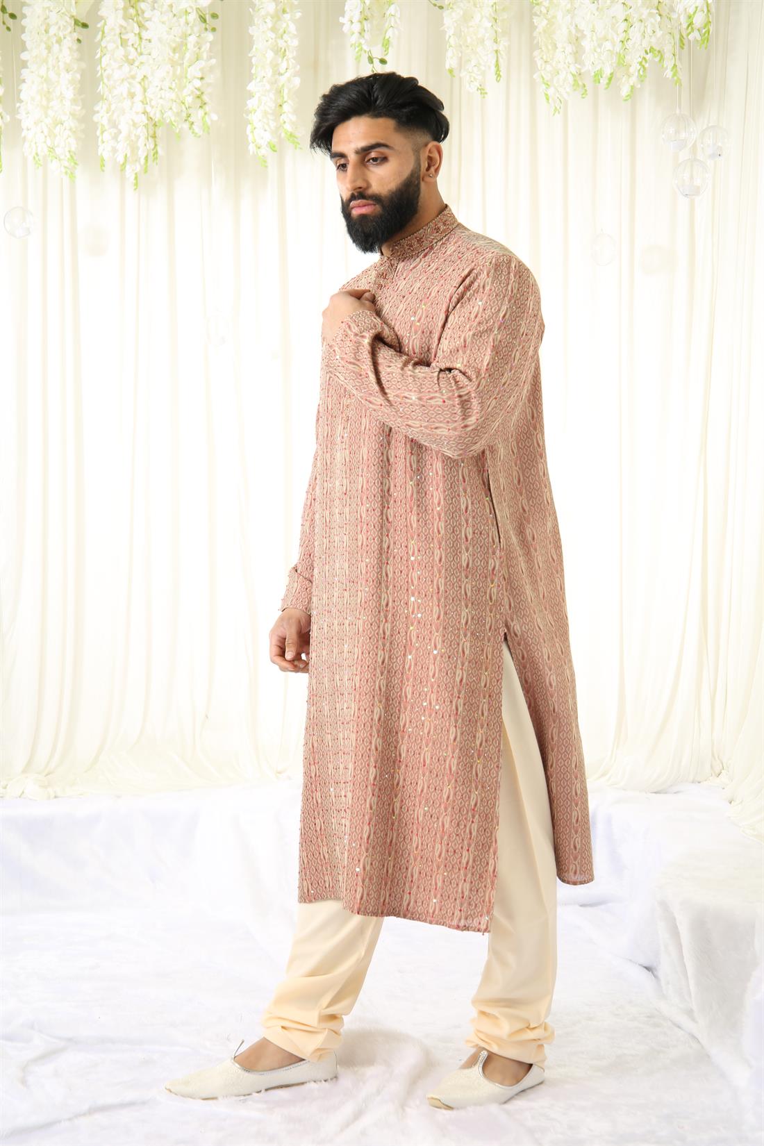 Gold & Maroon and Brocade Kurta Comes with Pyjama.