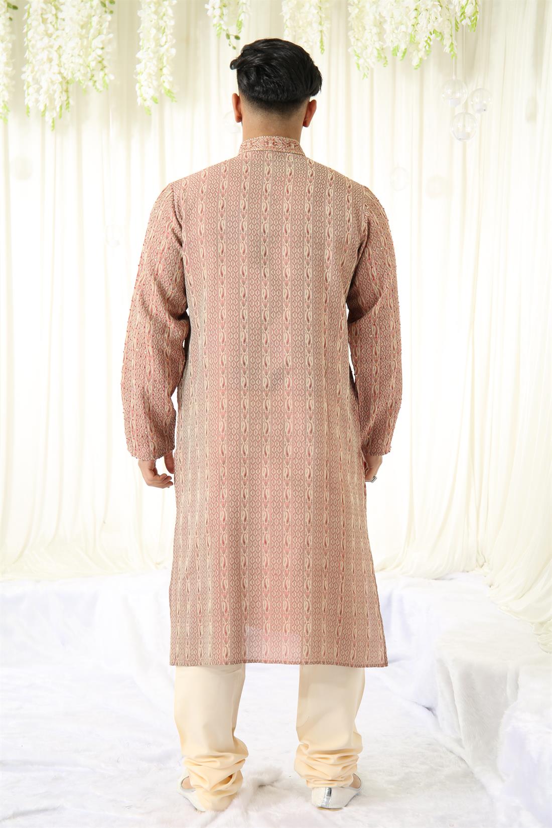 Gold & Maroon and Brocade Kurta Comes with Pyjama.
