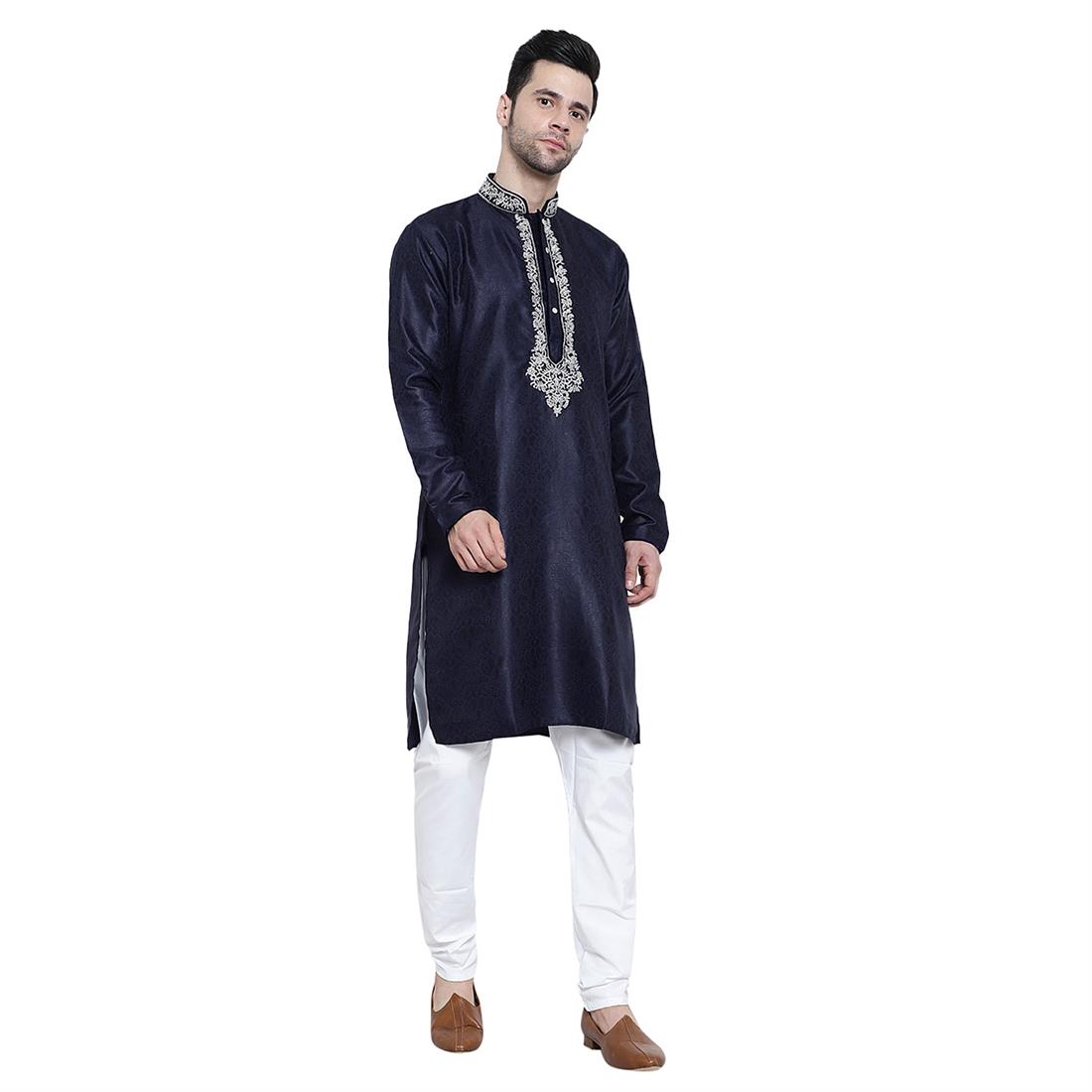 Navy & Silver Kurta Pyjama