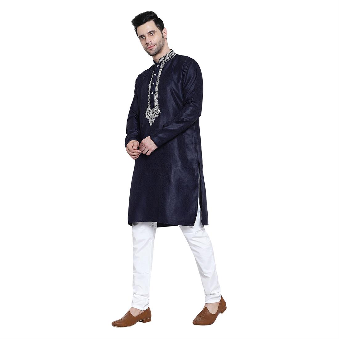 Navy & Silver Kurta Pyjama