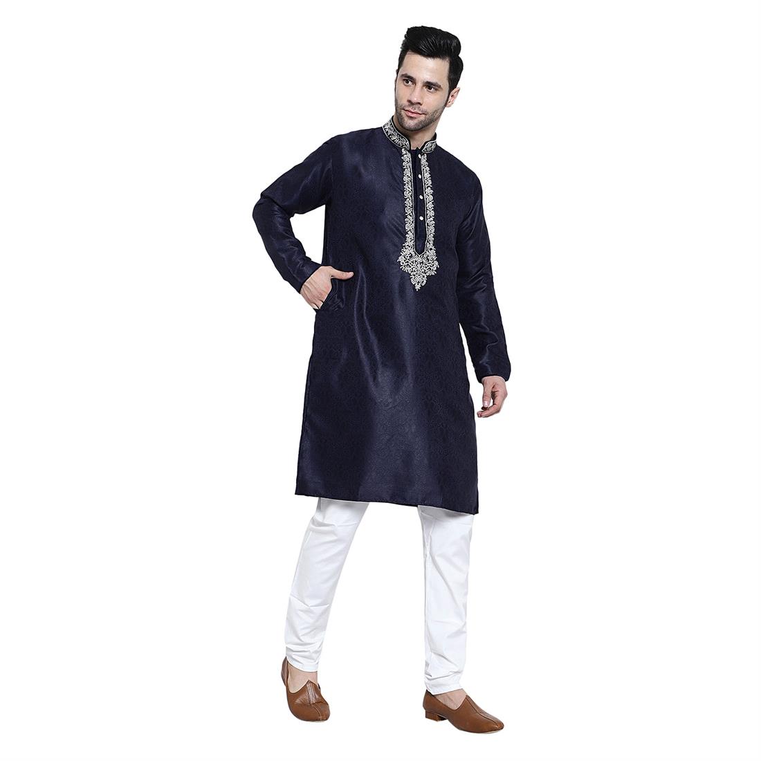 Navy & Silver Kurta Pyjama