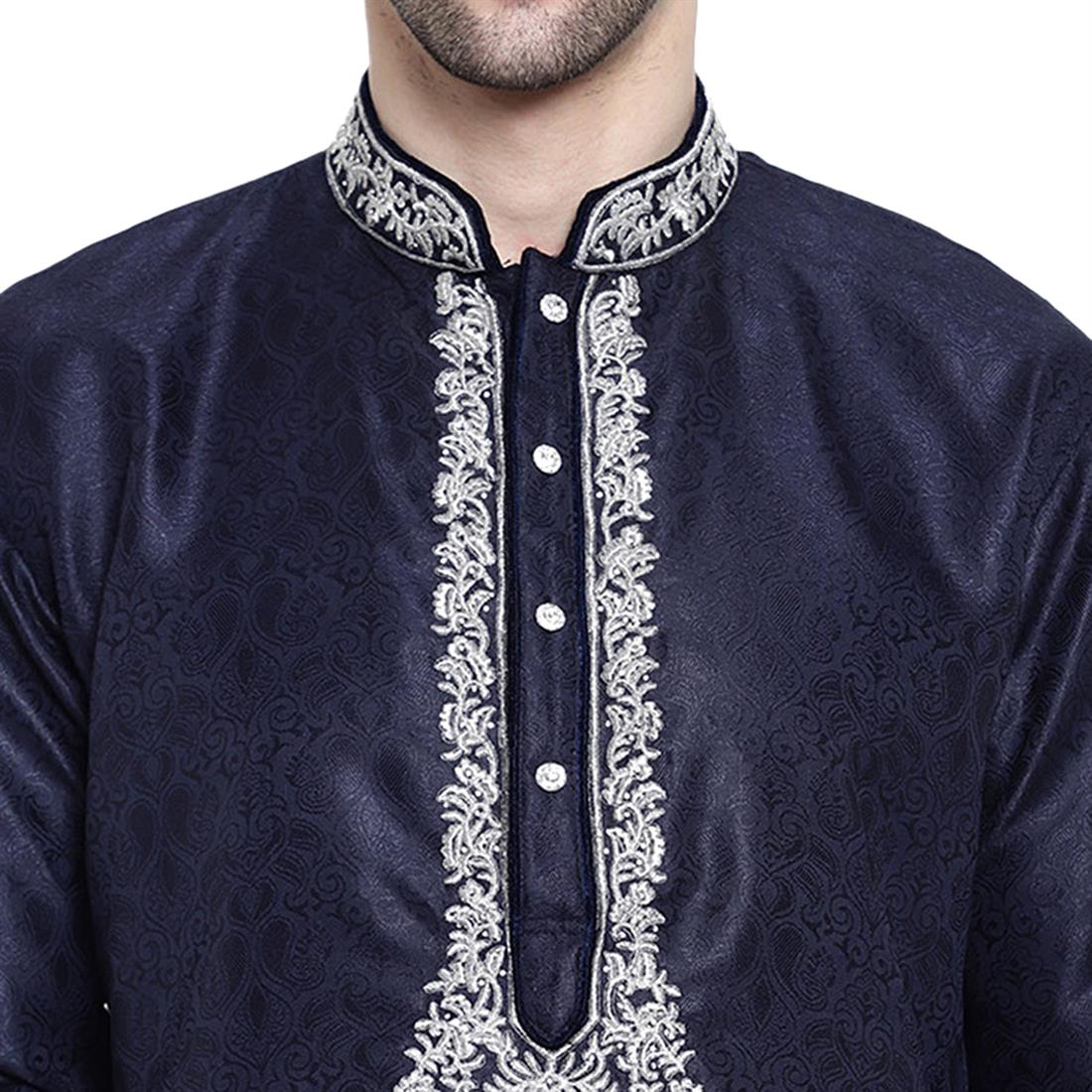 Navy & Silver Kurta Pyjama