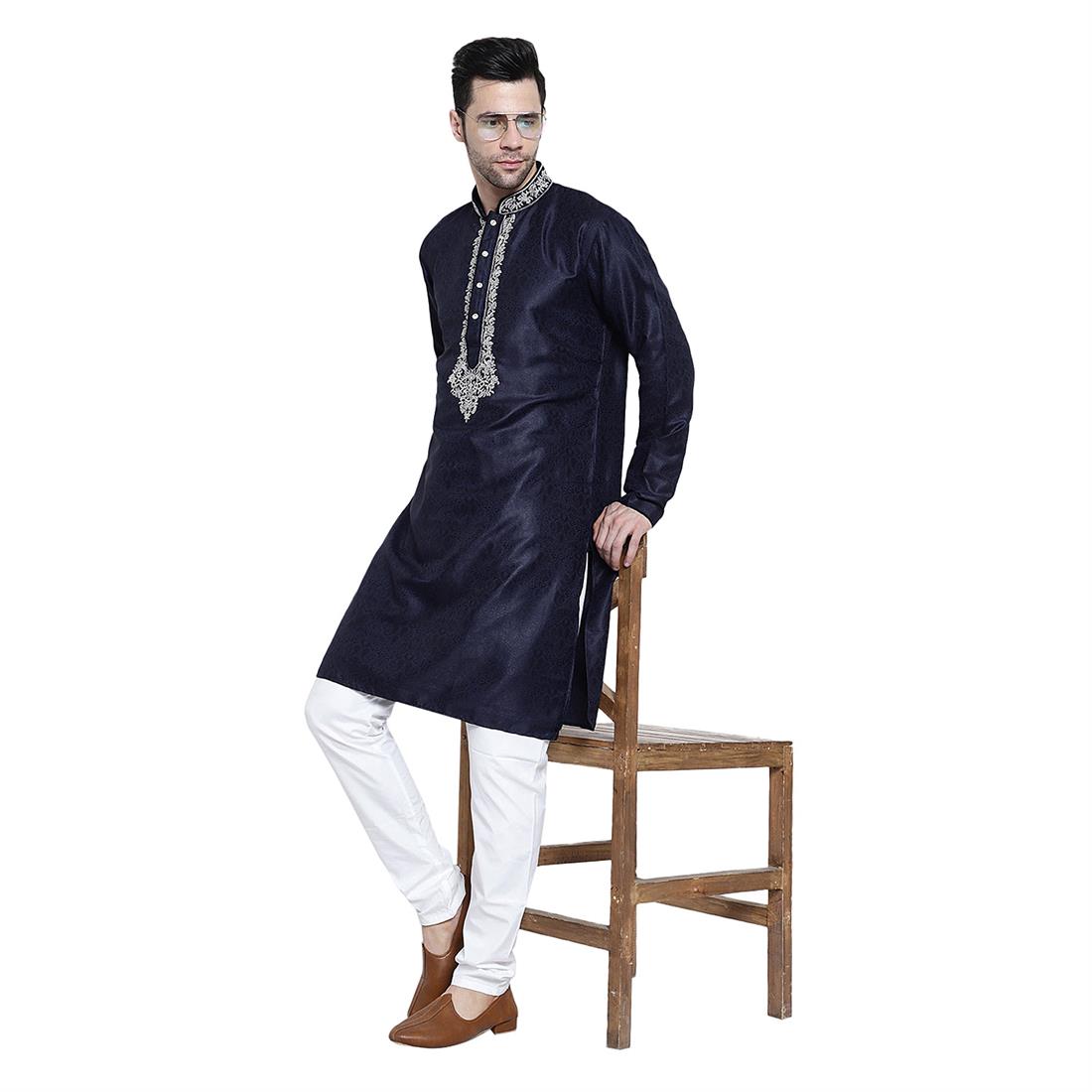 Navy & Silver Kurta Pyjama